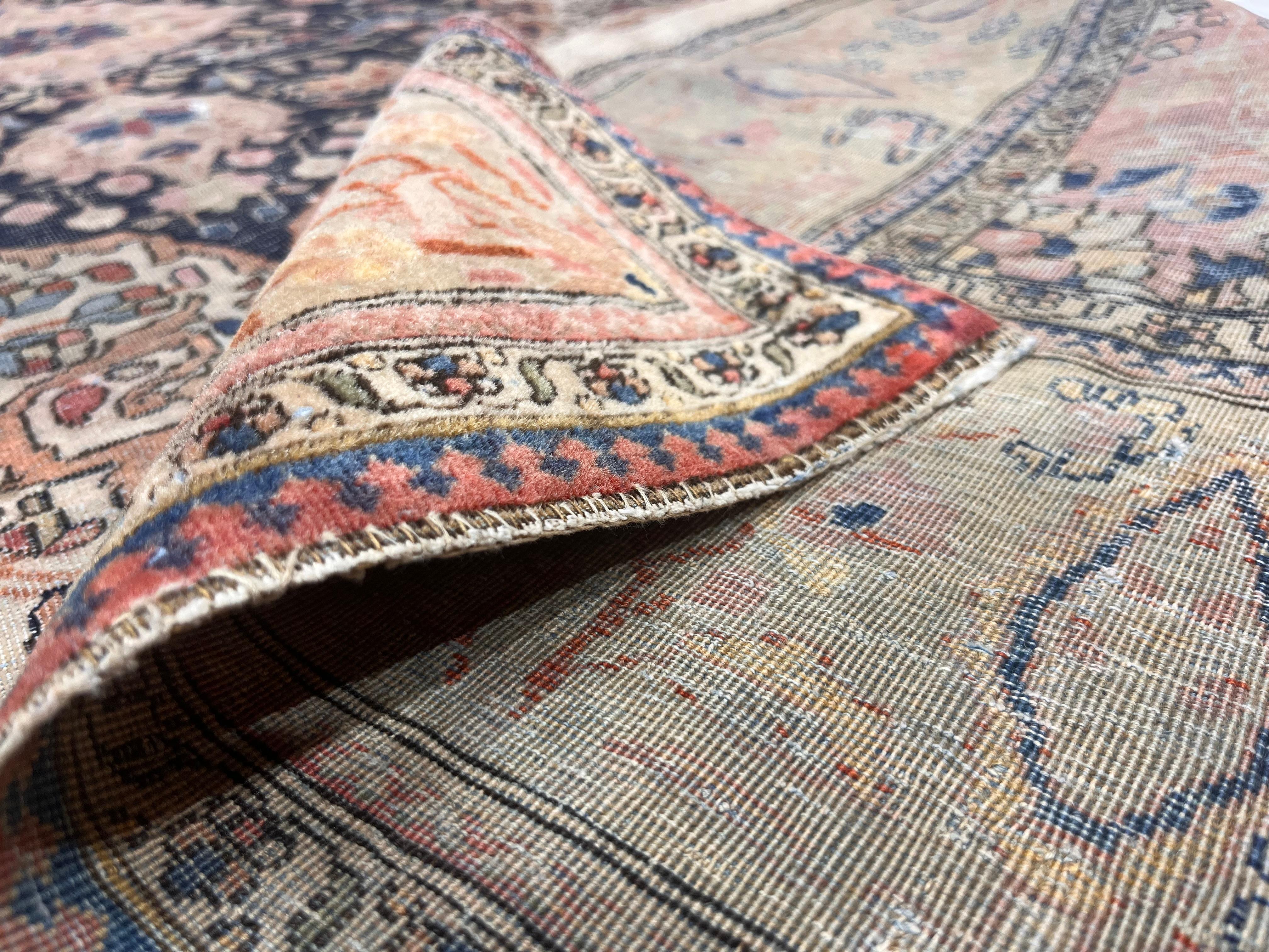 Antiker persischer Mohtasham Kashan Teppich 4'2