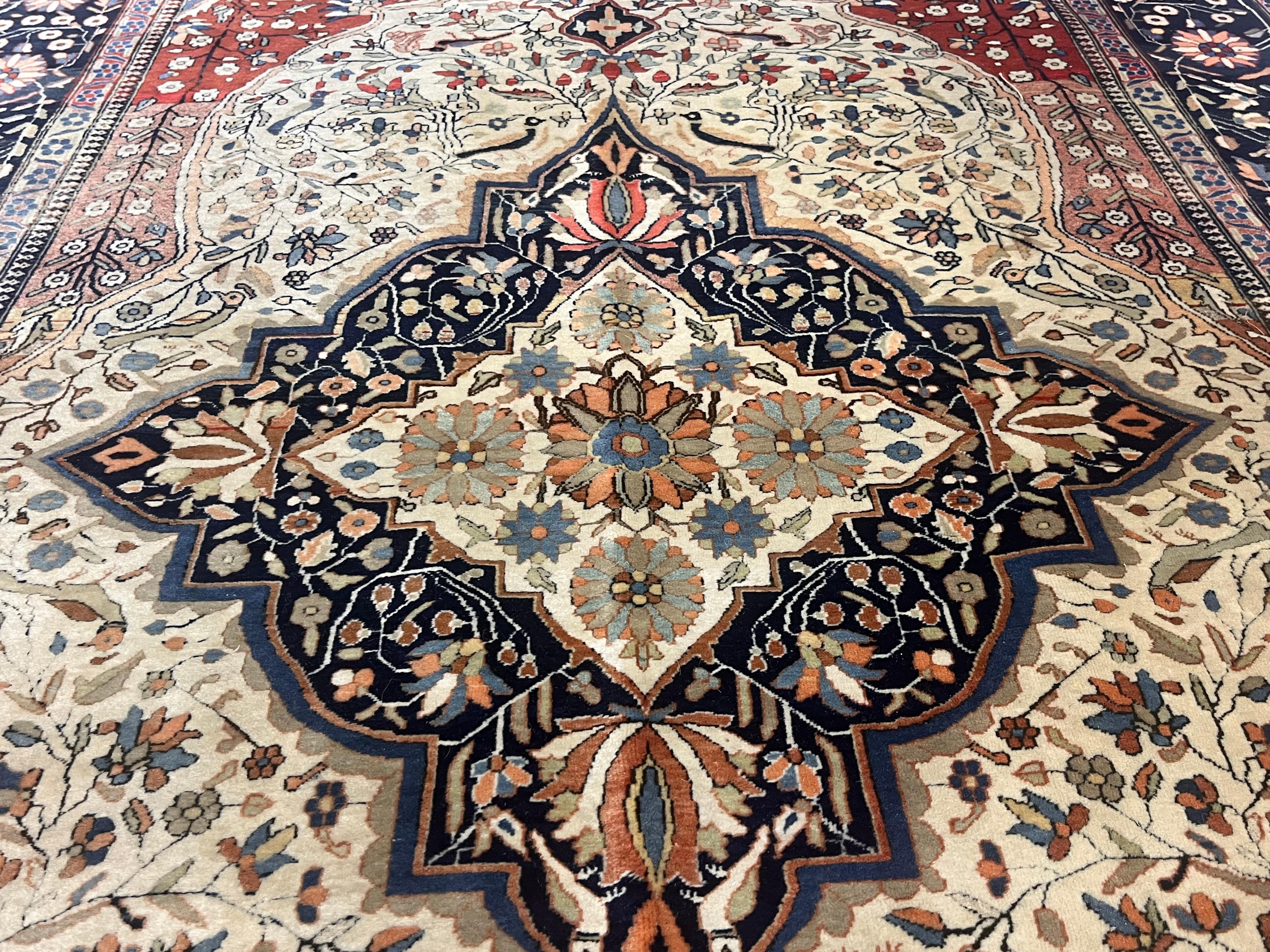 XIXe siècle Tapis ancien persan Mohtasham Kashan 4'2