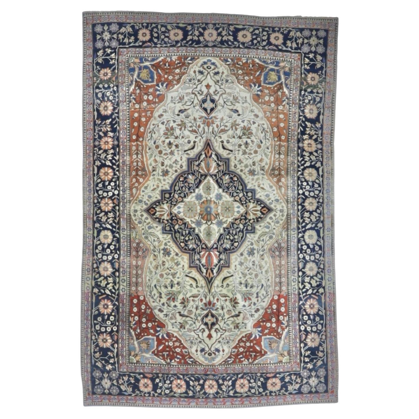 Antique Persian Mohtasham Kashan Rug 4'2" x 6’5"