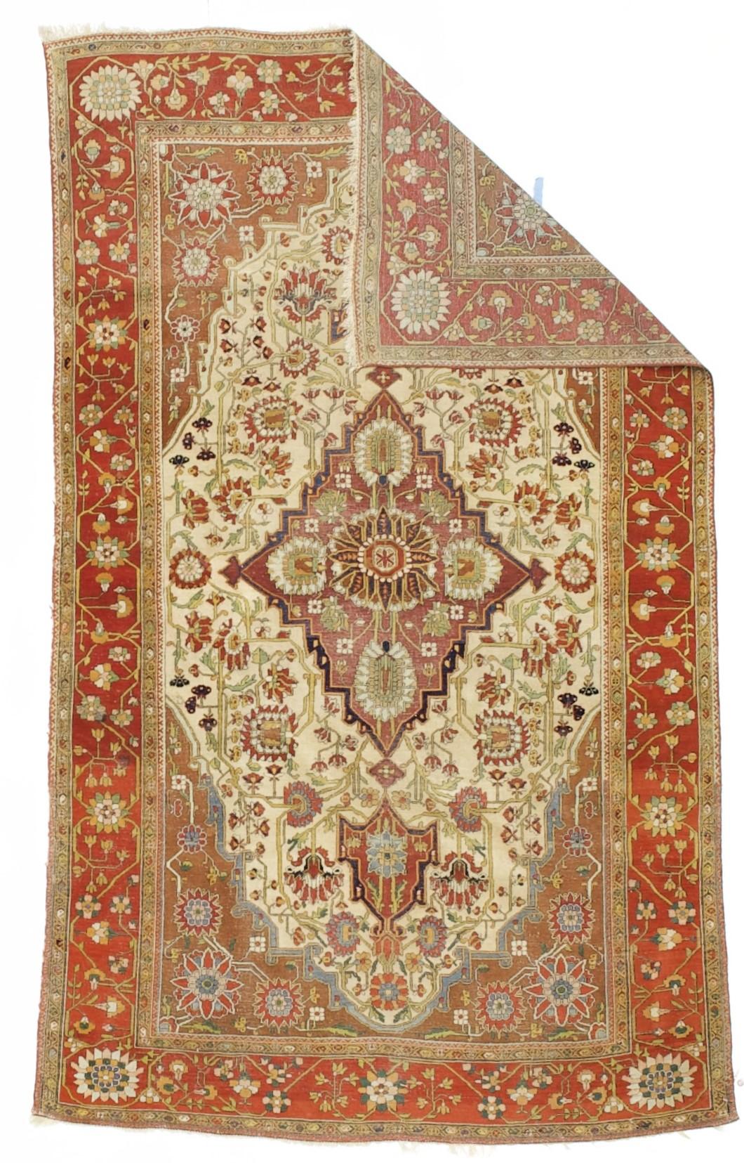 Antiker persischer Mohtasham Kashan Teppich 4'2