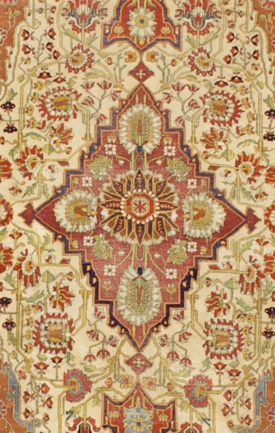 Antiker persischer Mohtasham Kashan Teppich 4'2 x 7'1 (Persisch) im Angebot