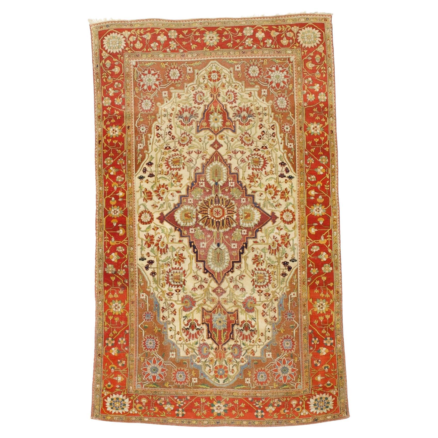 Antique Persian Mohtasham Kashan Rug 4’2” x 7’1”