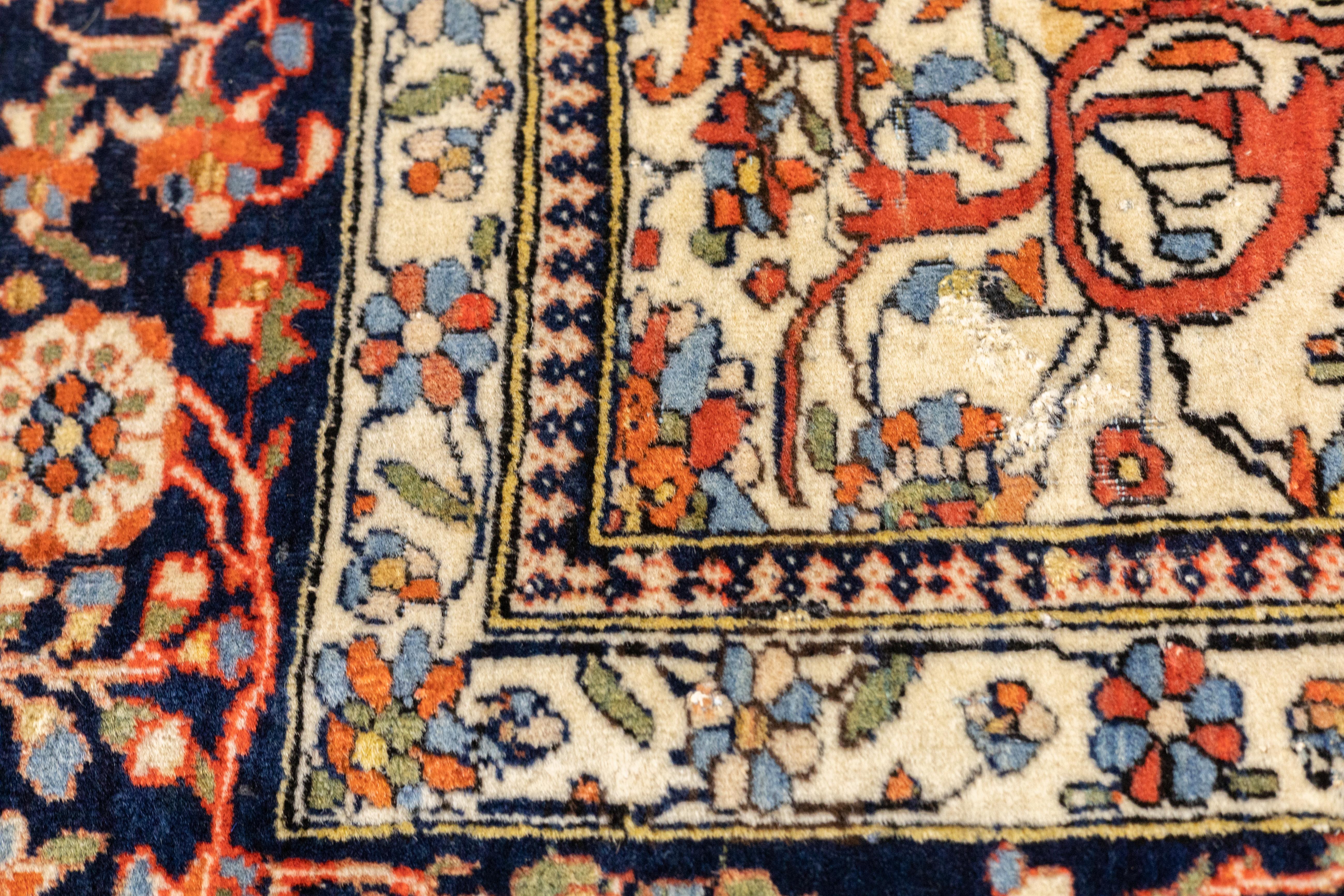 XIXe siècle Tapis ancien persan Mohtasham Kashan 4'3