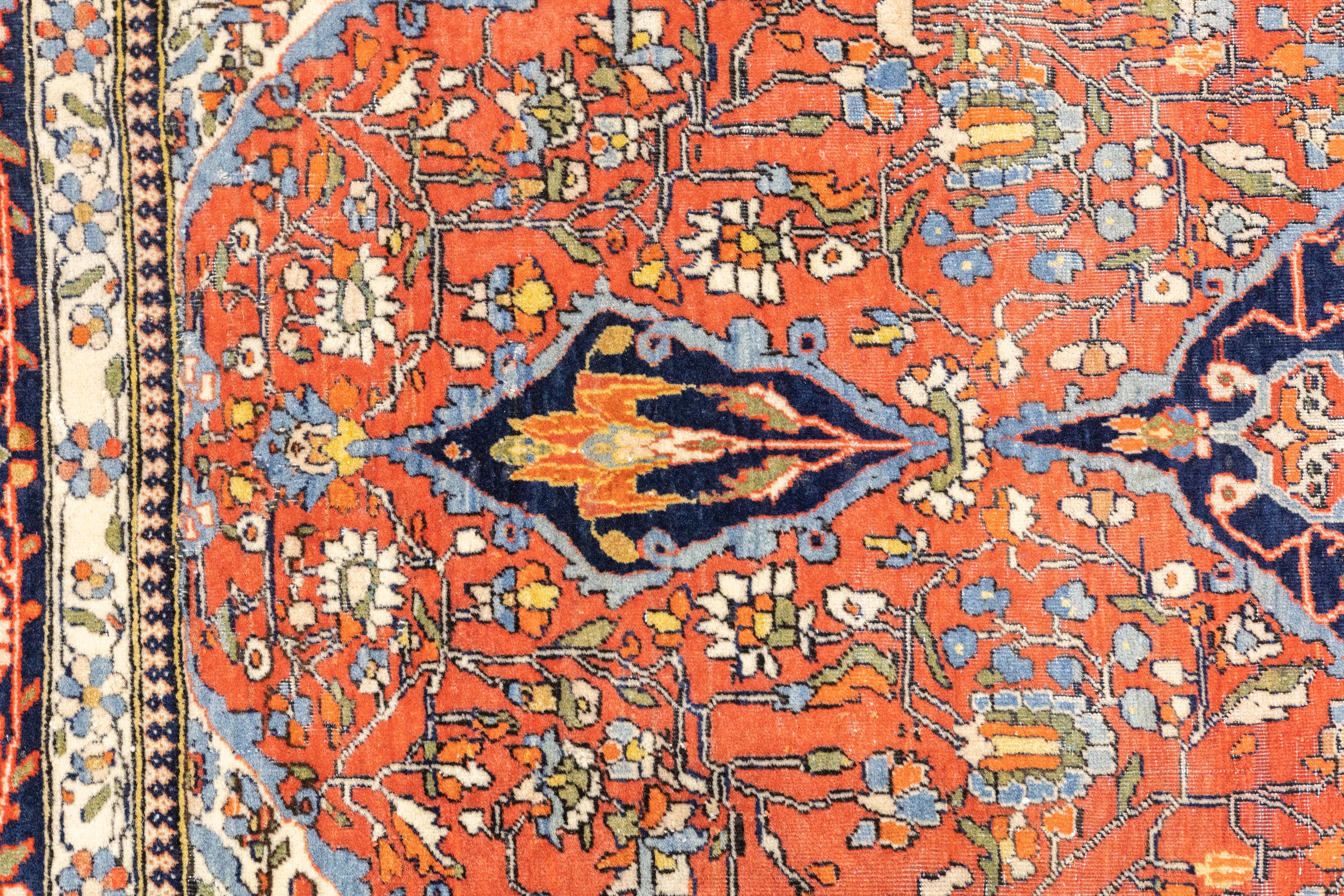 Laine Tapis ancien persan Mohtasham Kashan 4'3