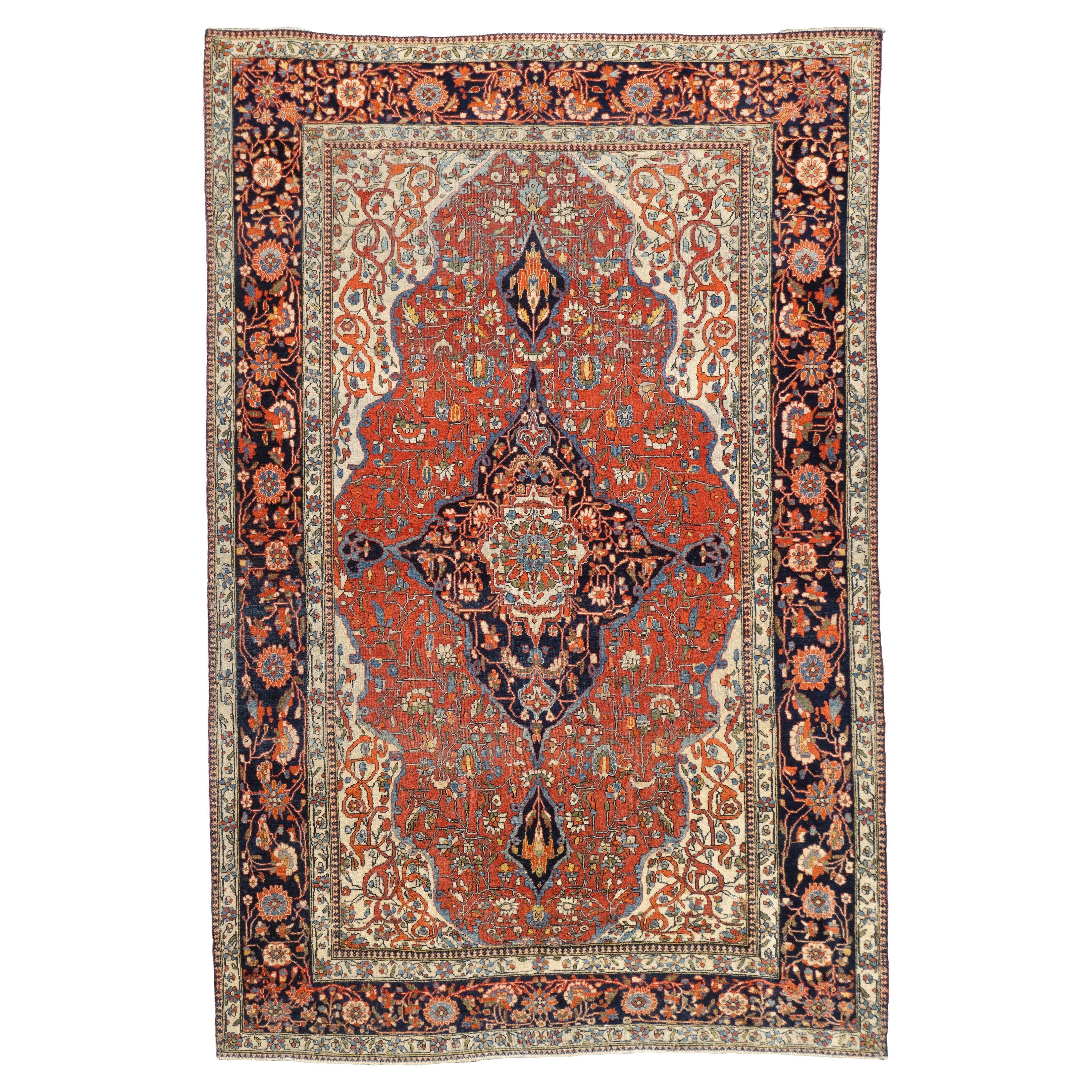 Antique Persian Mohtasham Kashan Rug 4’3" x 6’5"