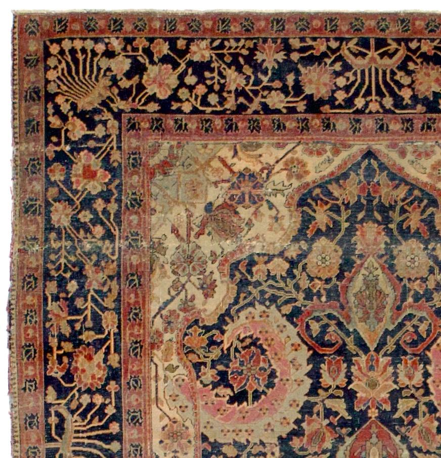 Antike persische Mohtasham Kashan Teppich 4'3