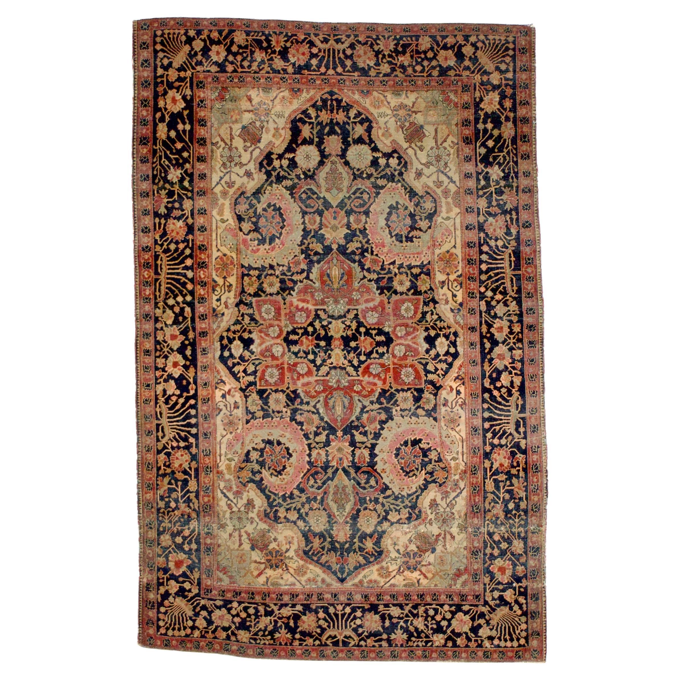 Antique Persian Mohtasham Kashan Rug 4'3" x 6’8"