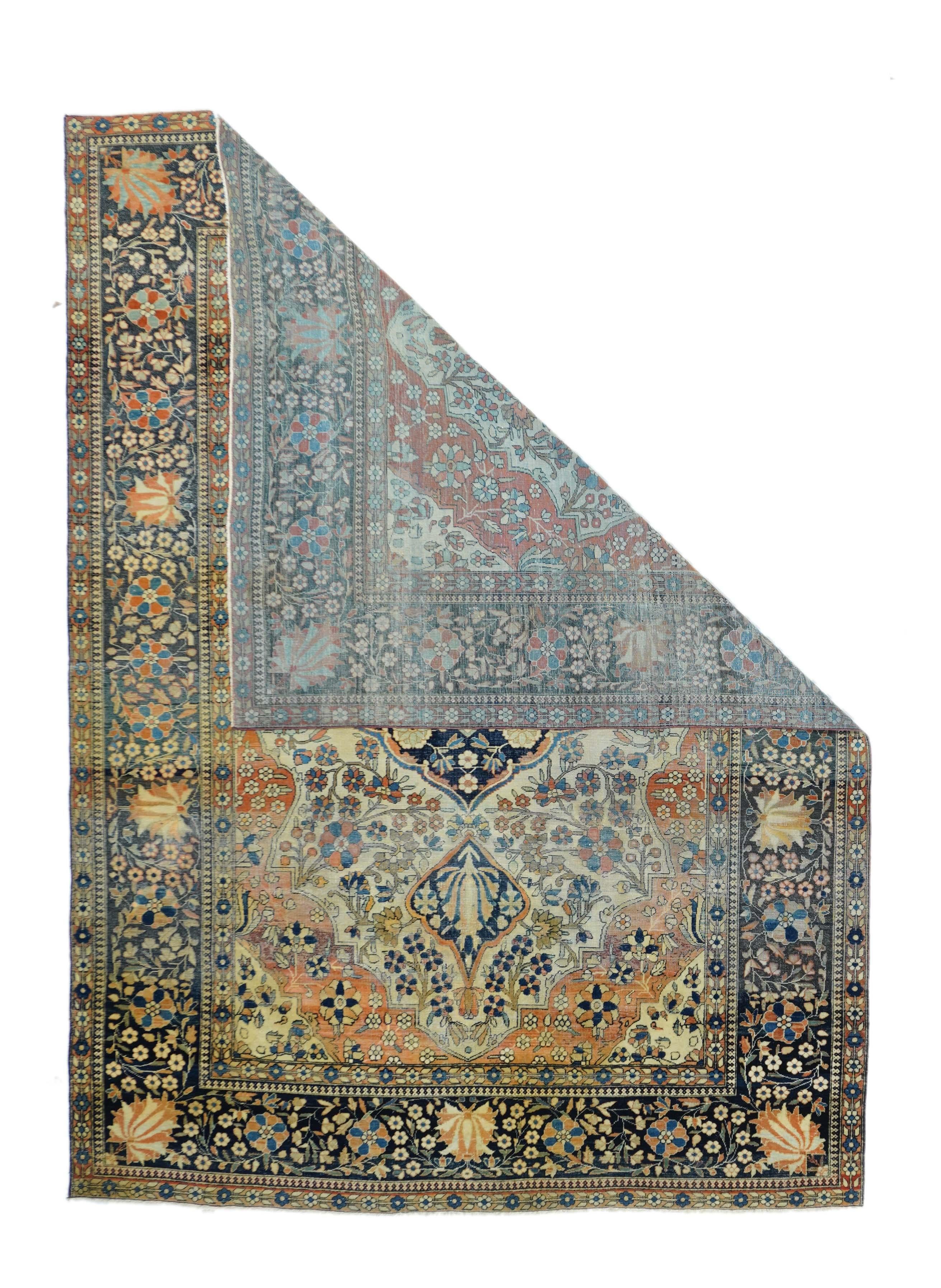 Tapis ancien persan Mohtasham Kashan 4'4