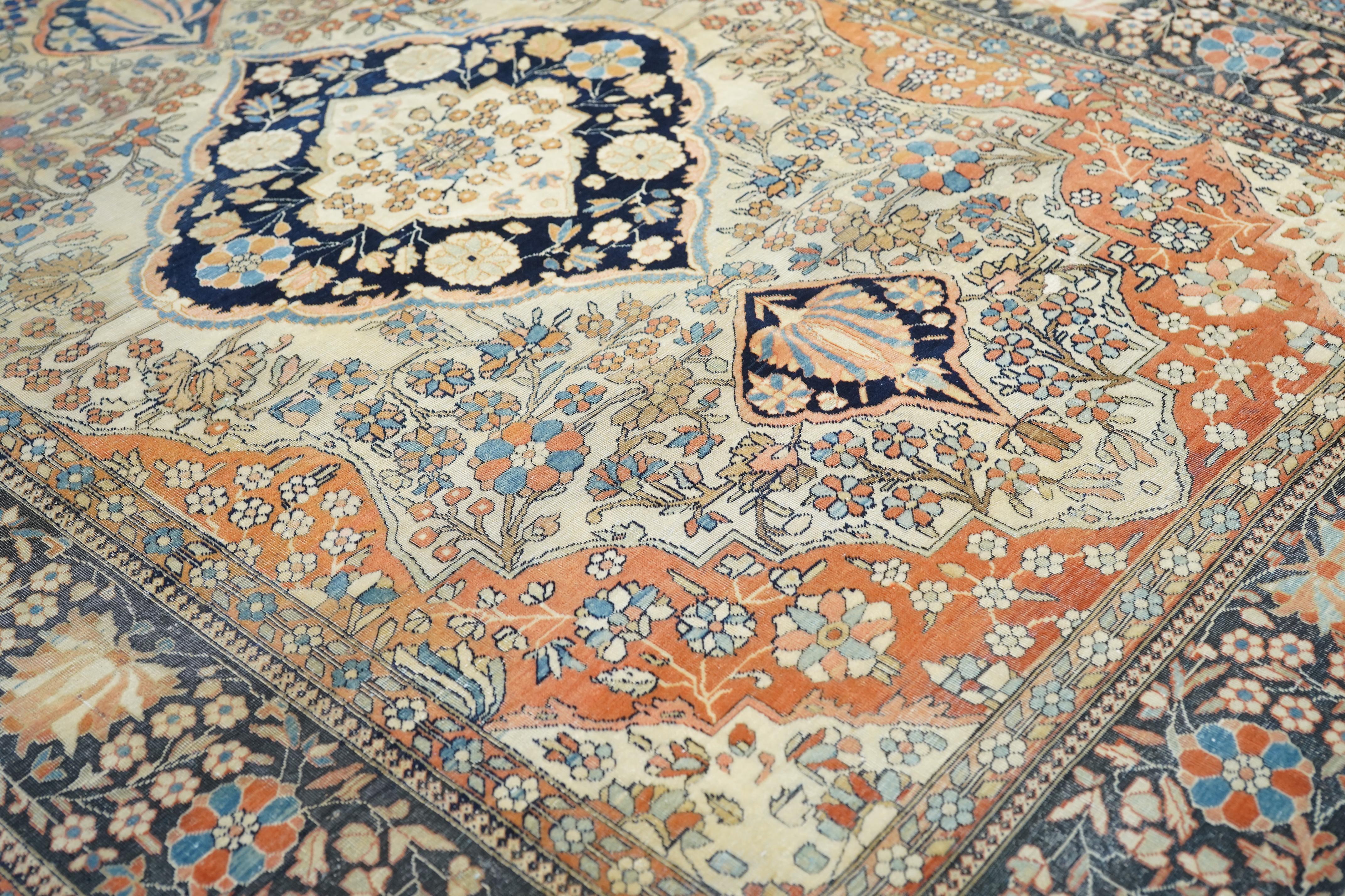 Perse Tapis ancien persan Mohtasham Kashan 4'4