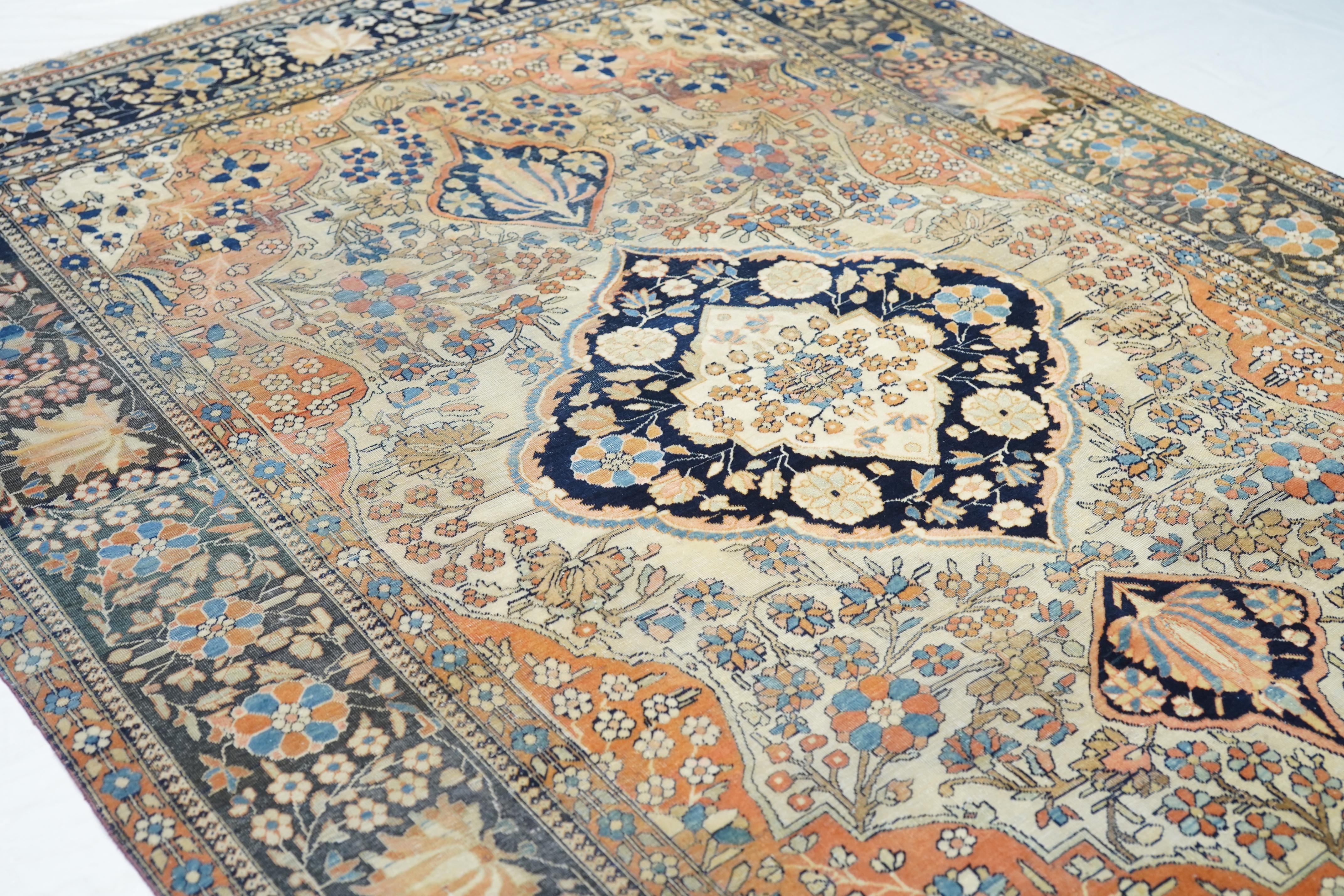 Tapis ancien persan Mohtasham Kashan 4'4