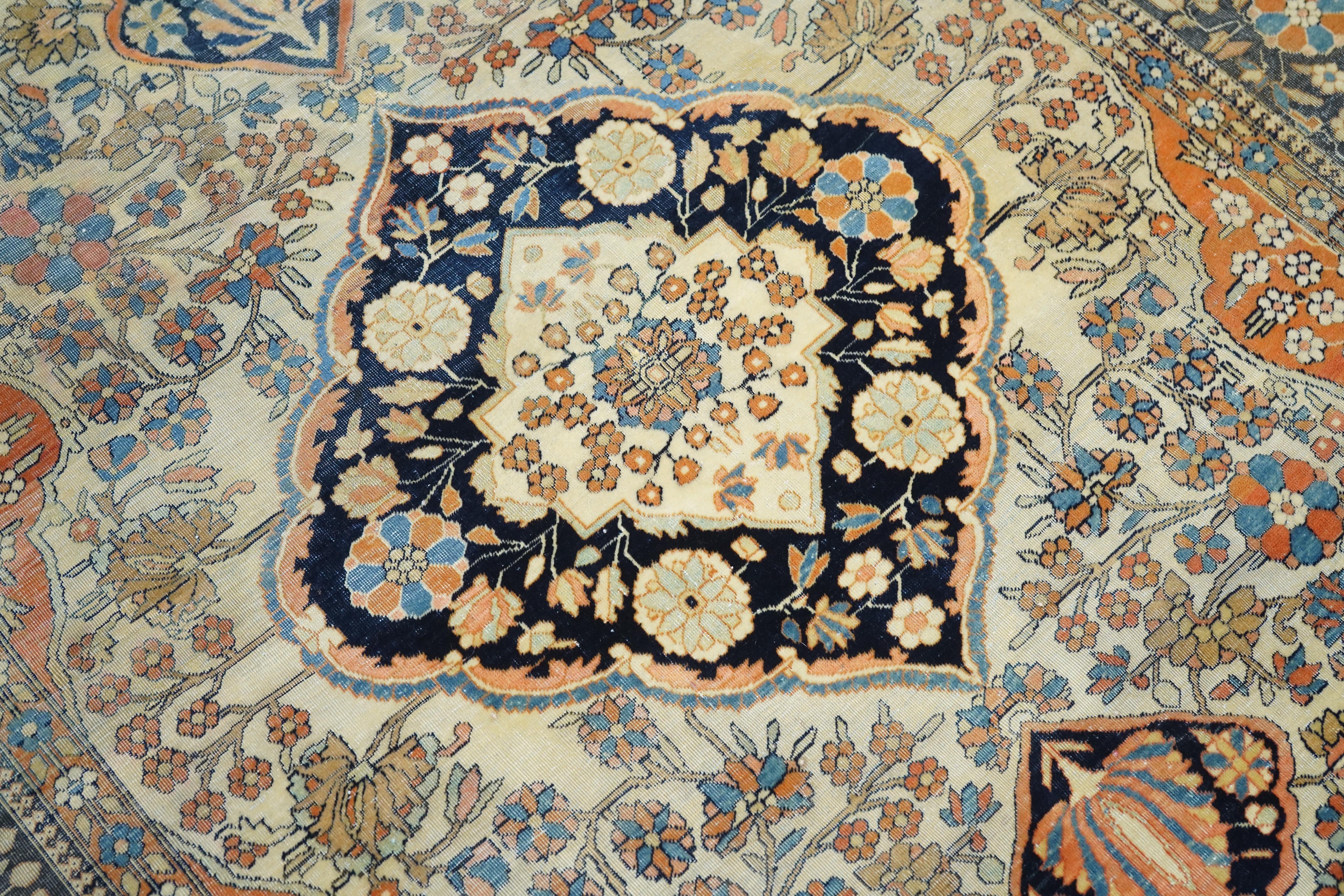 XIXe siècle Tapis ancien persan Mohtasham Kashan 4'4