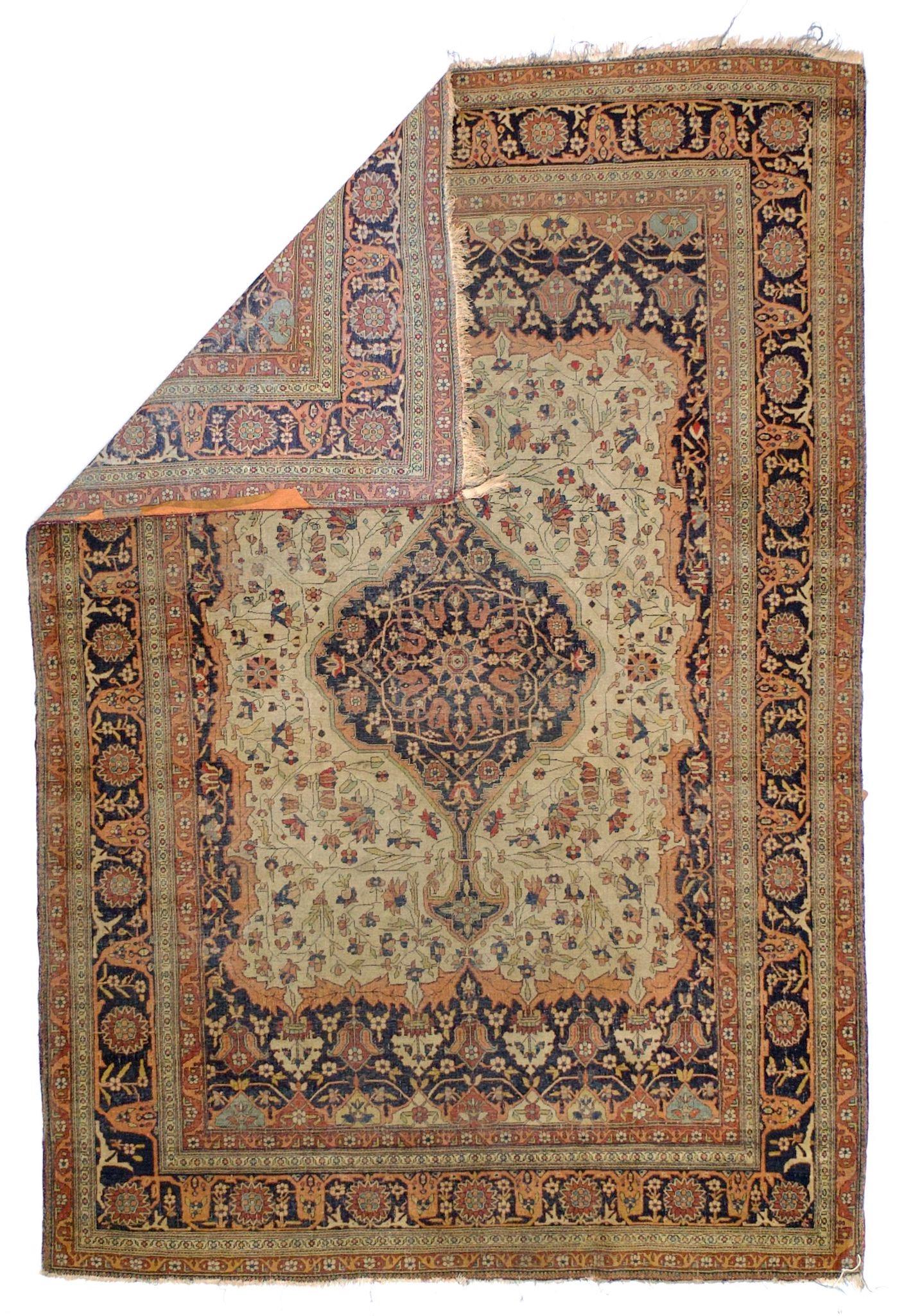 Tapis ancien persan Mohtasham Kashan 4'4
