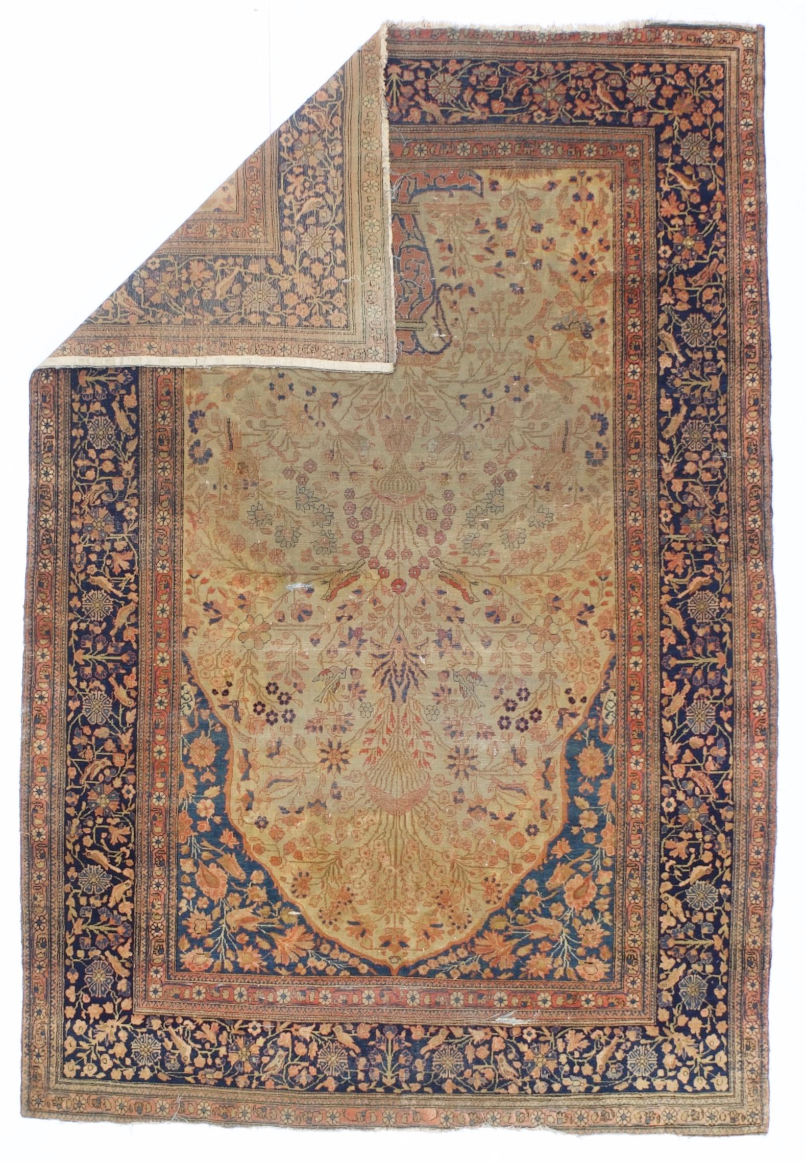 Tapis ancien persan Mohtasham Kashan 4'4
