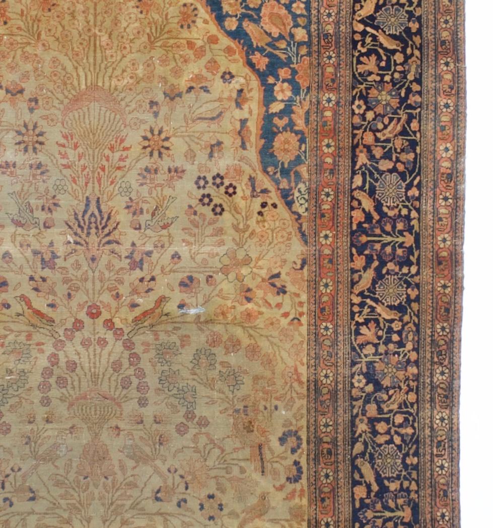 Tapis ancien persan Mohtasham Kashan 4'4