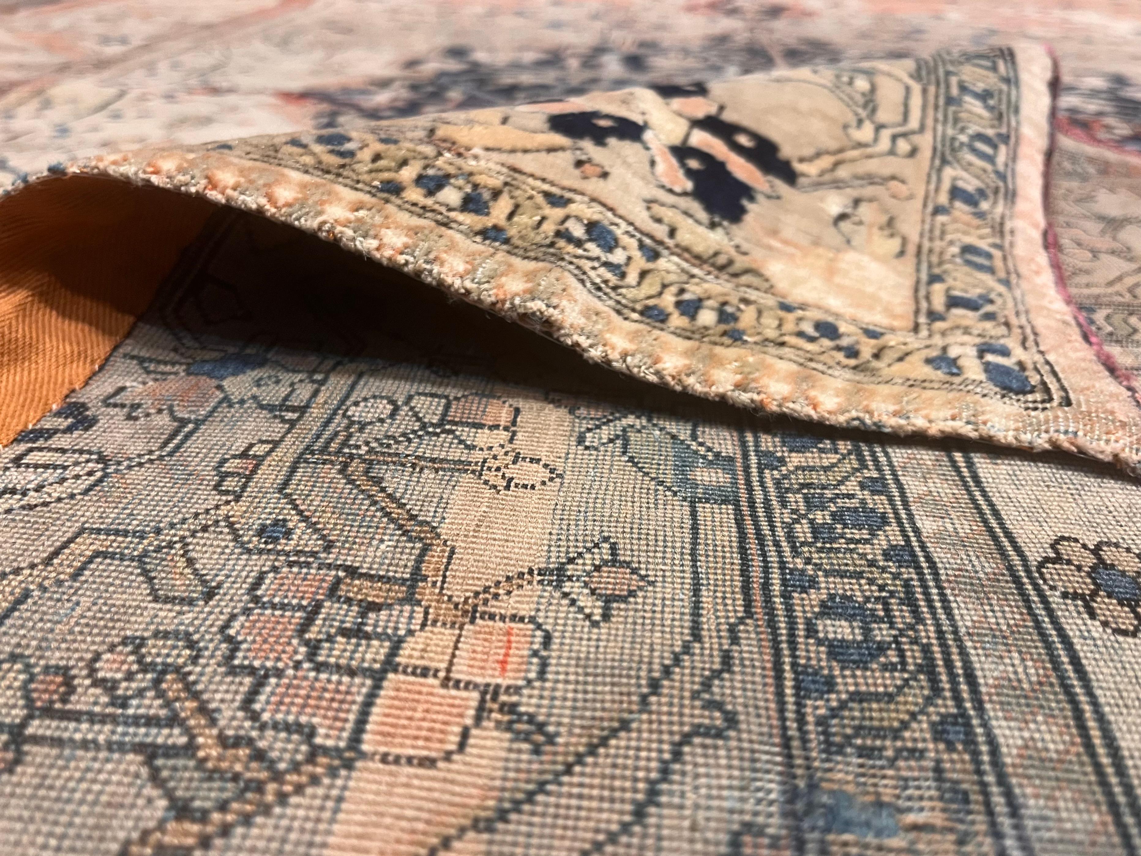 Tapis ancien persan Mohtasham Kashan 4'4