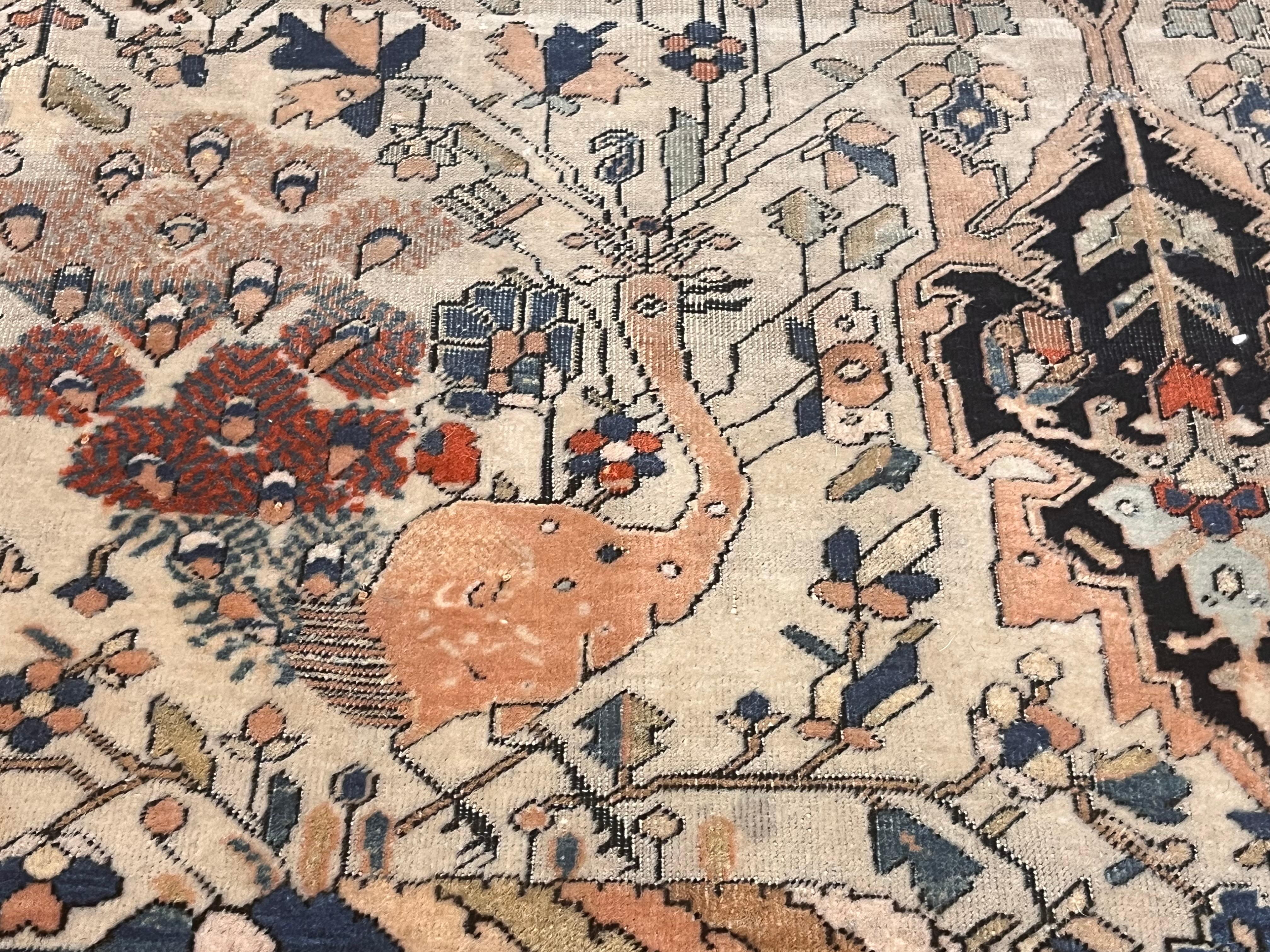 Laine Tapis ancien persan Mohtasham Kashan 4'4