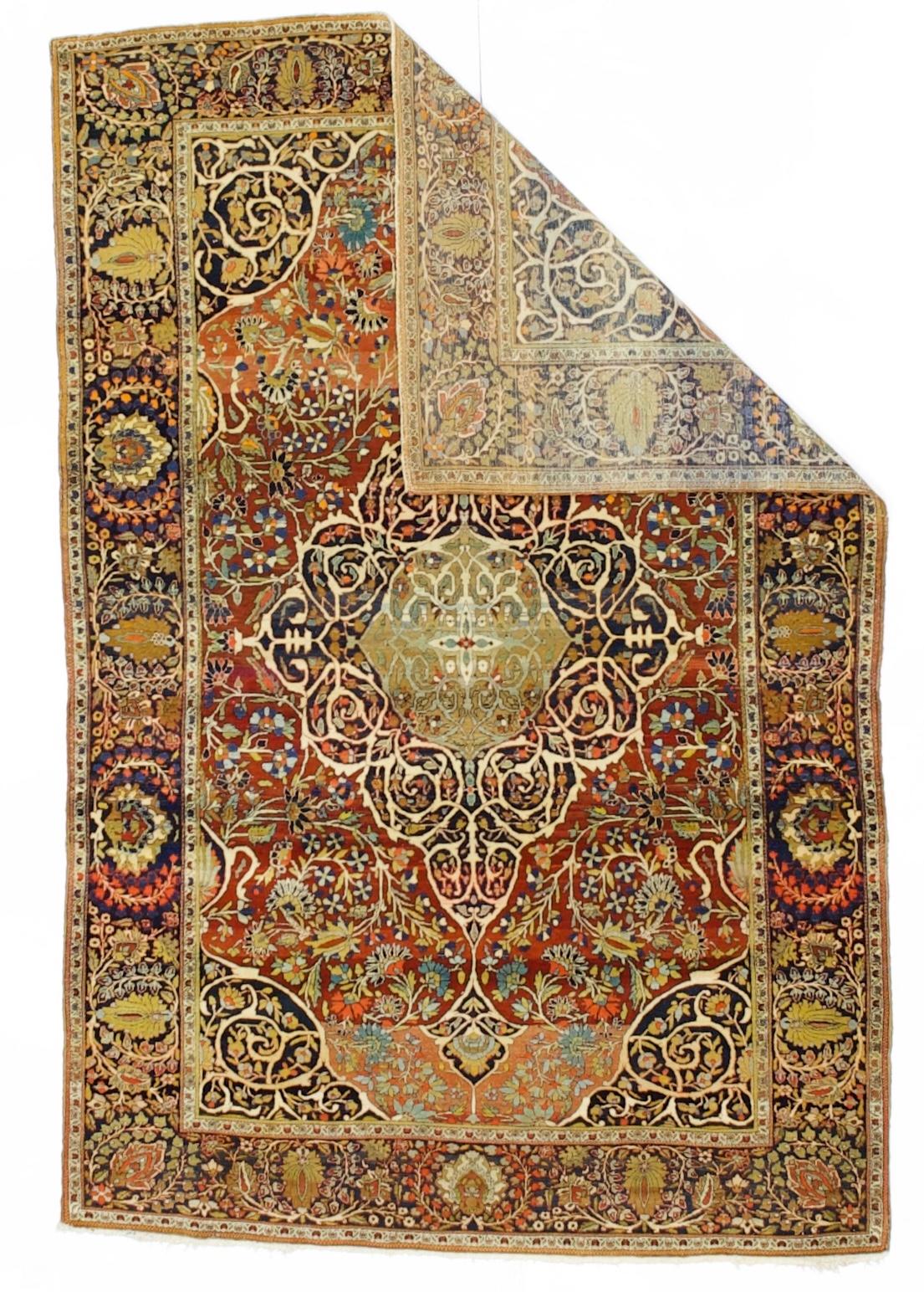Tapis ancien persan Mohtasham Kashan 4'4