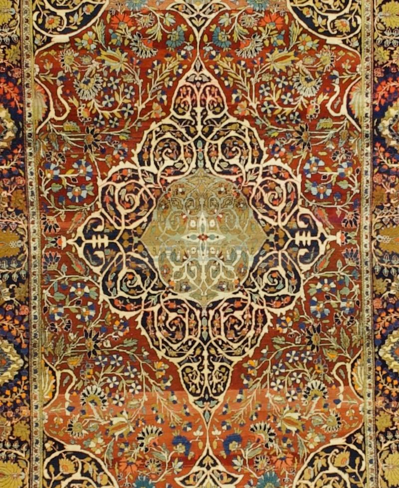 Perse Tapis ancien persan Mohtasham Kashan 4'4 x 6'8