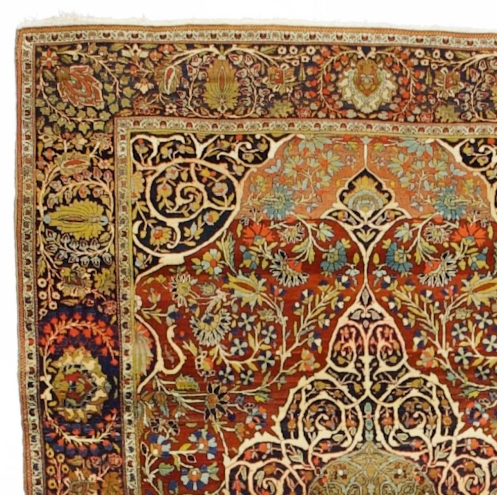 Tapis ancien persan Mohtasham Kashan 4'4 x 6'8