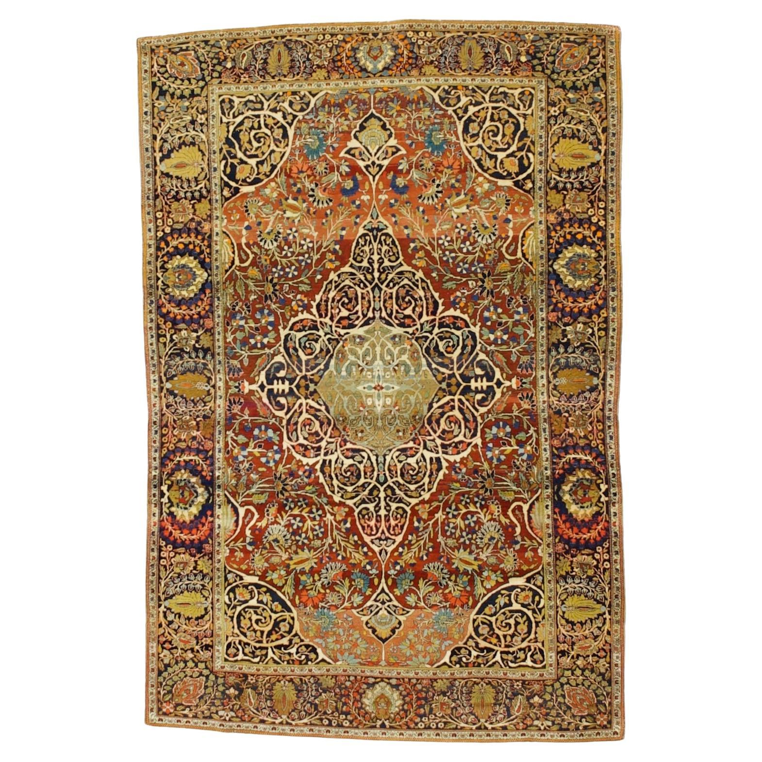 Alfombra Persa Antigua Mohtasham Kashan 4'4" x 6'8
