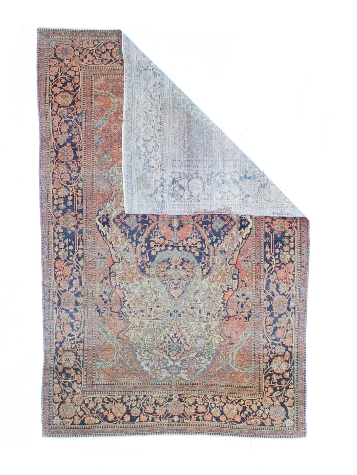 Tappeto antico persiano Mohtasham Kashan 4'5