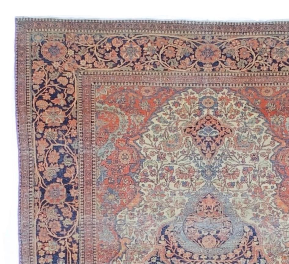 XIX secolo Antico tappeto persiano Mohtasham Kashan 4'5