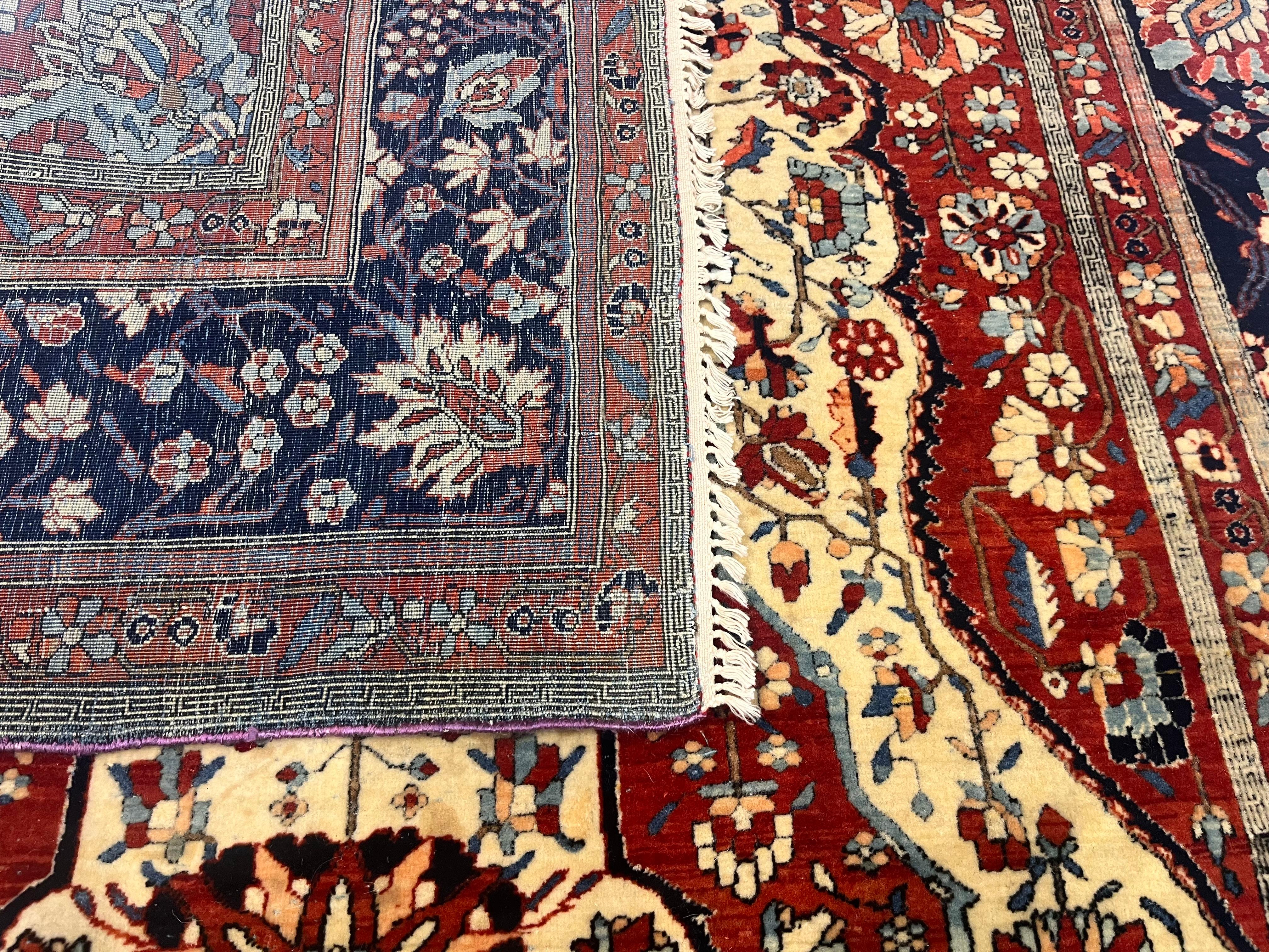 Antike persische Mohtasham Kashan Teppich 4'5