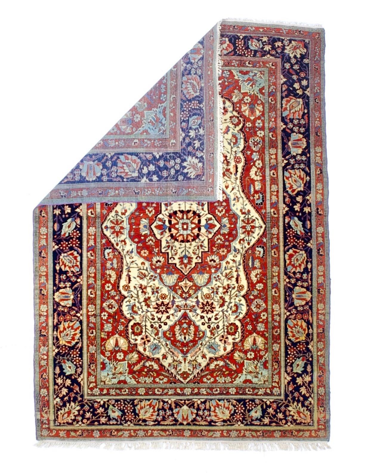 Antiker persischer Mohtasham Kashan Teppich 4'5
