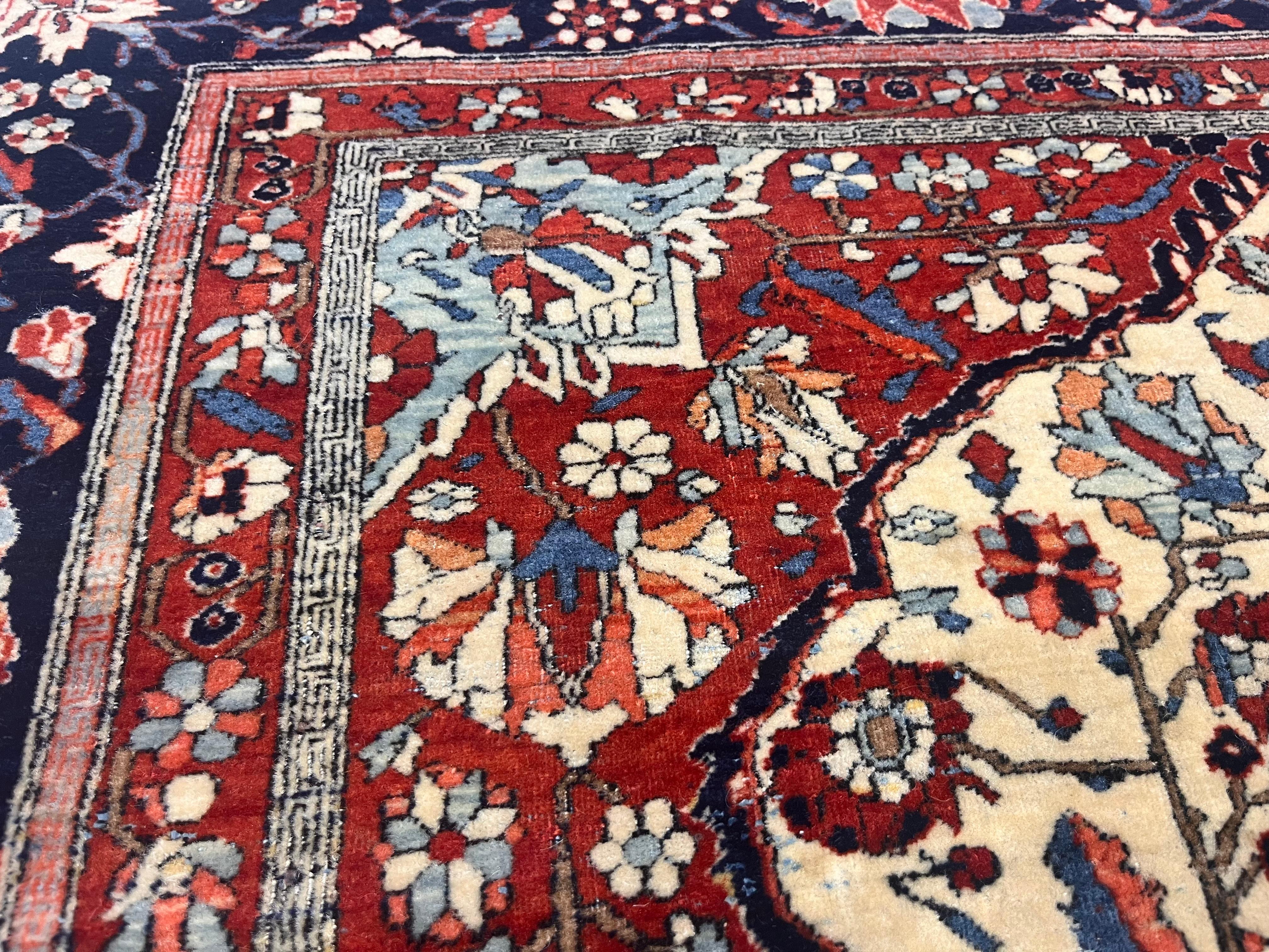 Antike persische Mohtasham Kashan Teppich 4'5