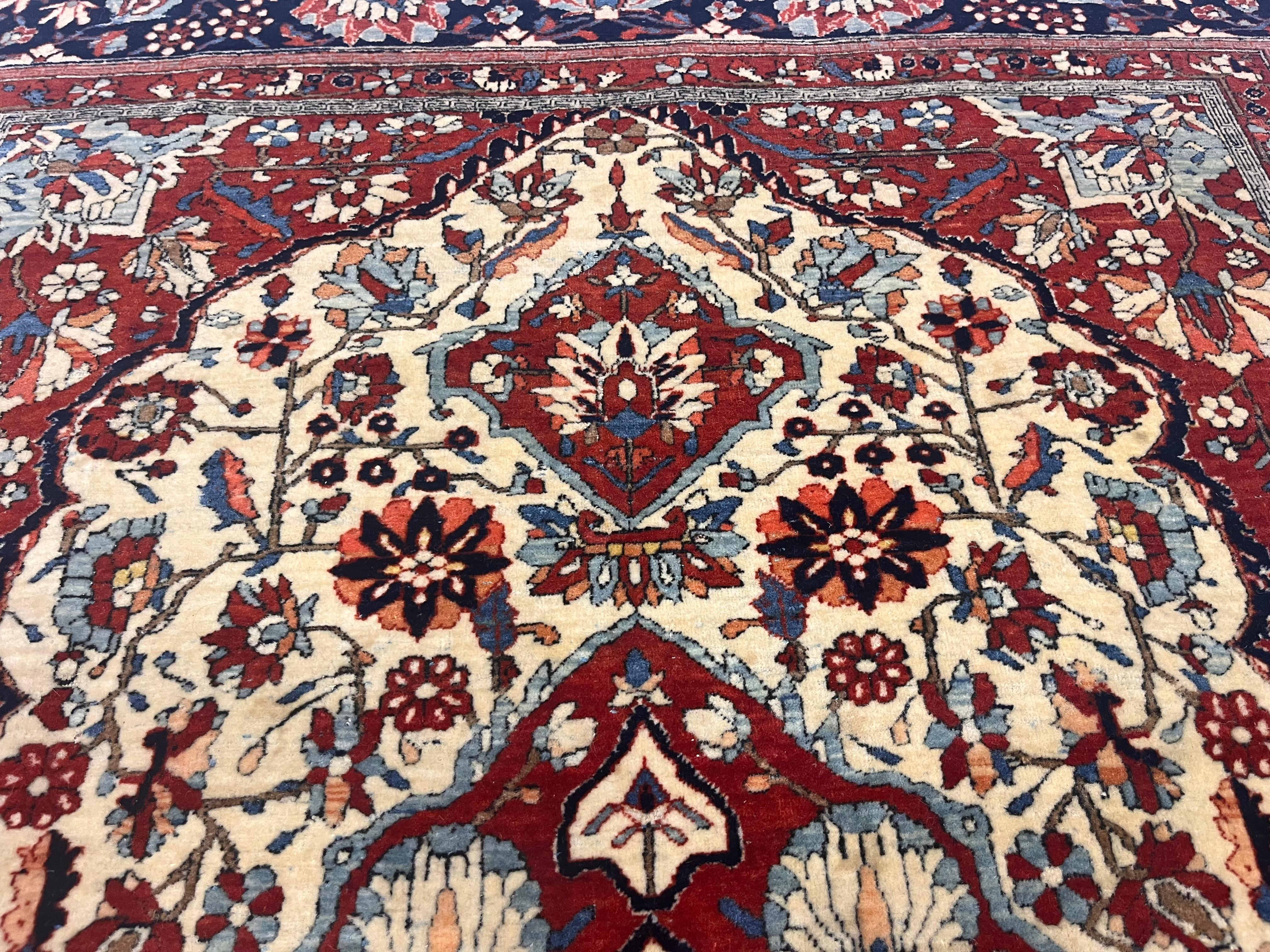 Antike persische Mohtasham Kashan Teppich 4'5