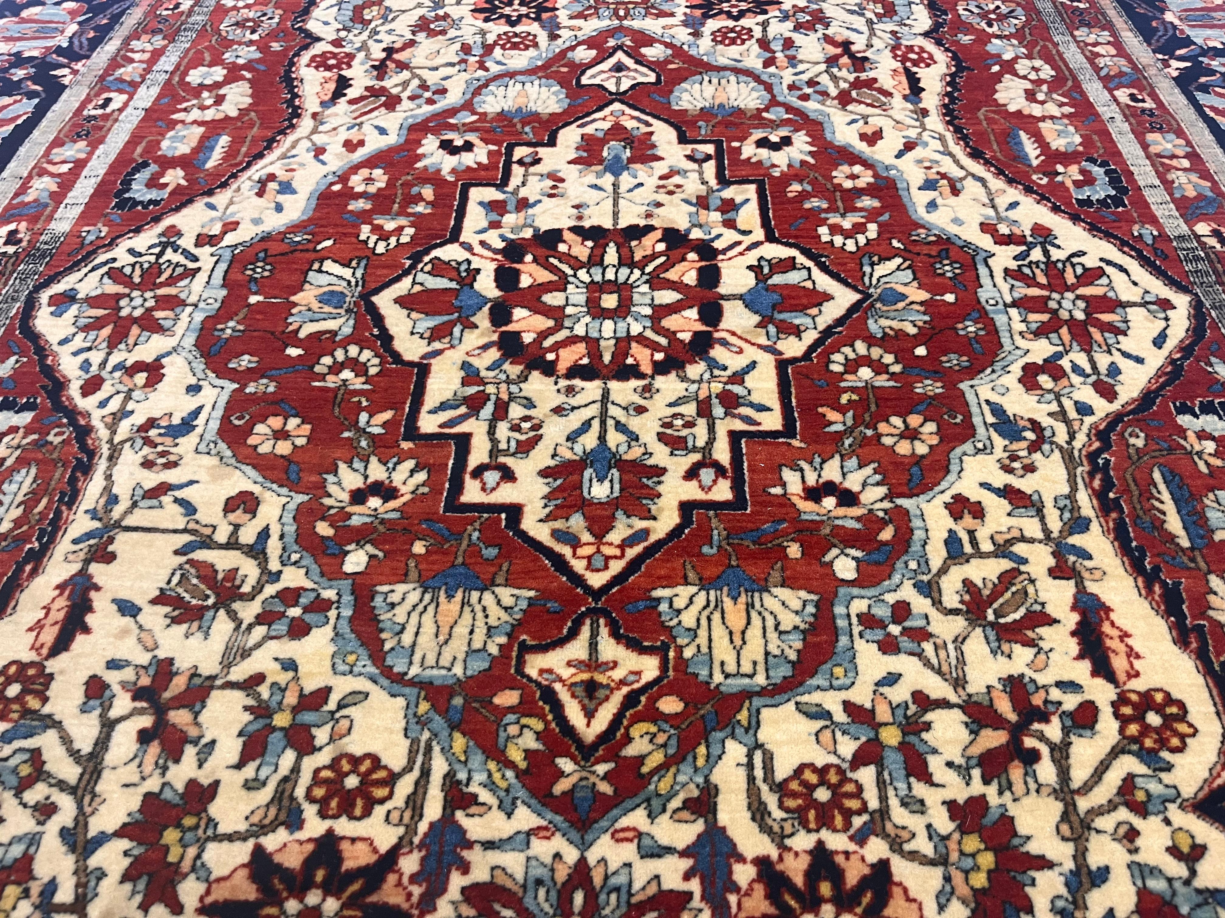 Antike persische Mohtasham Kashan Teppich 4'5