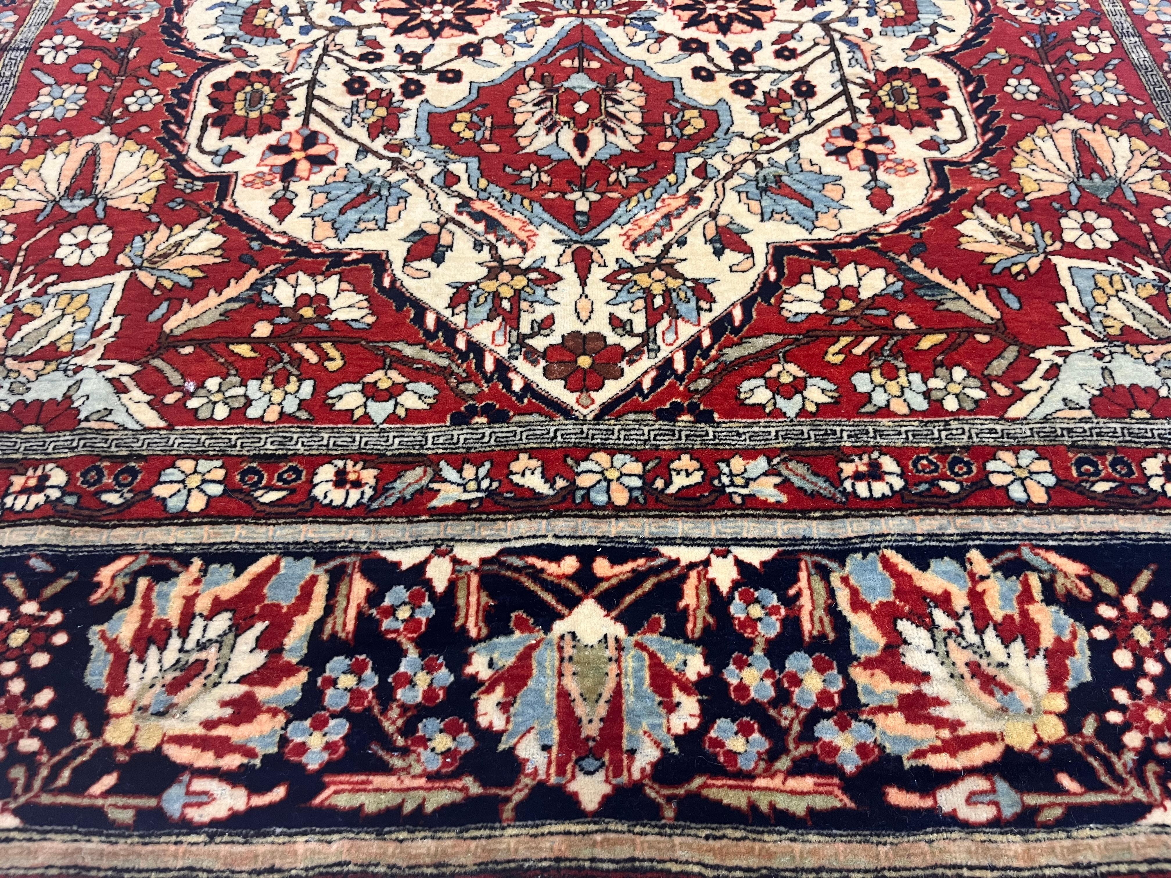 Antike persische Mohtasham Kashan Teppich 4'5