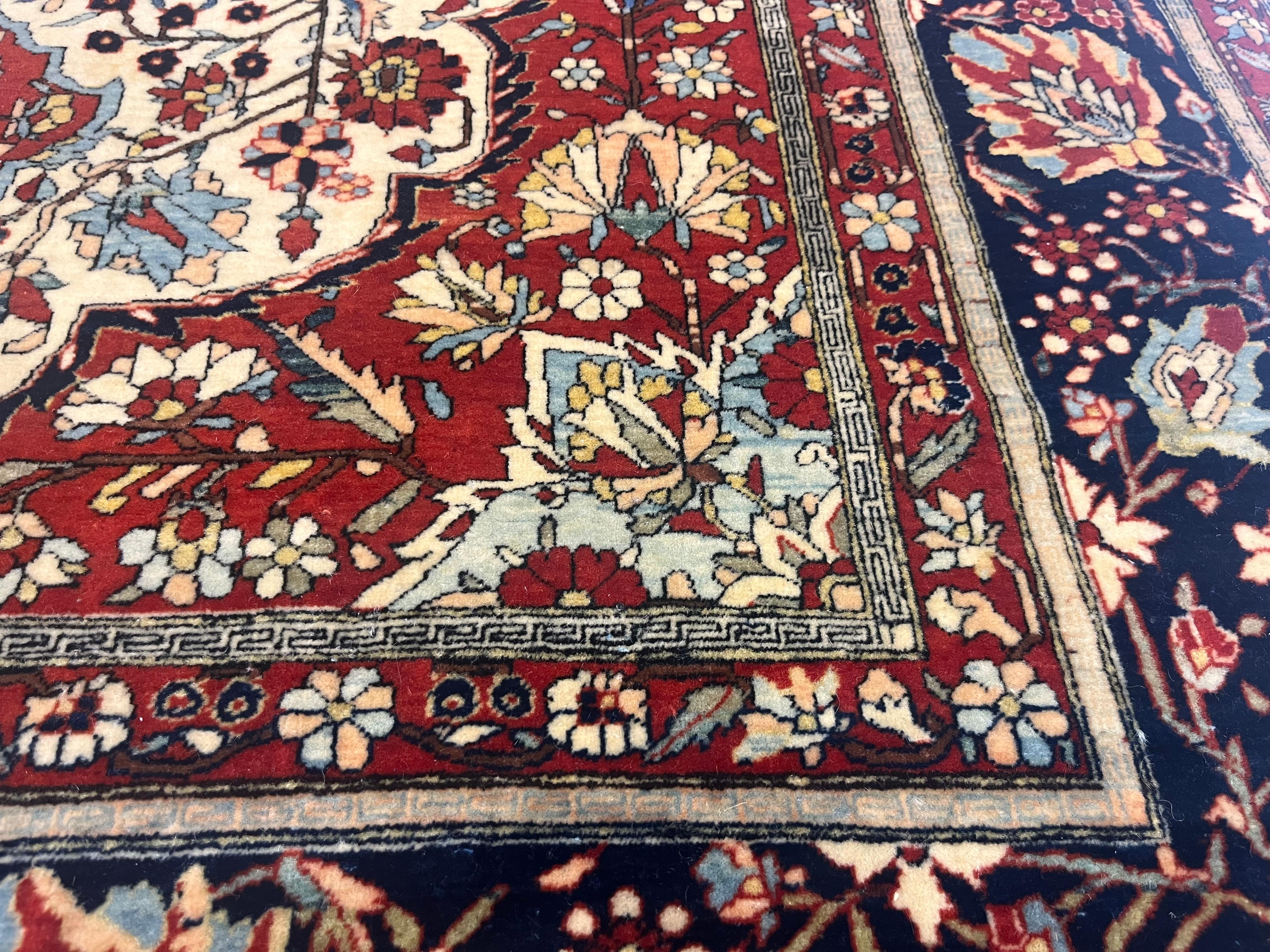 Antike persische Mohtasham Kashan Teppich 4'5