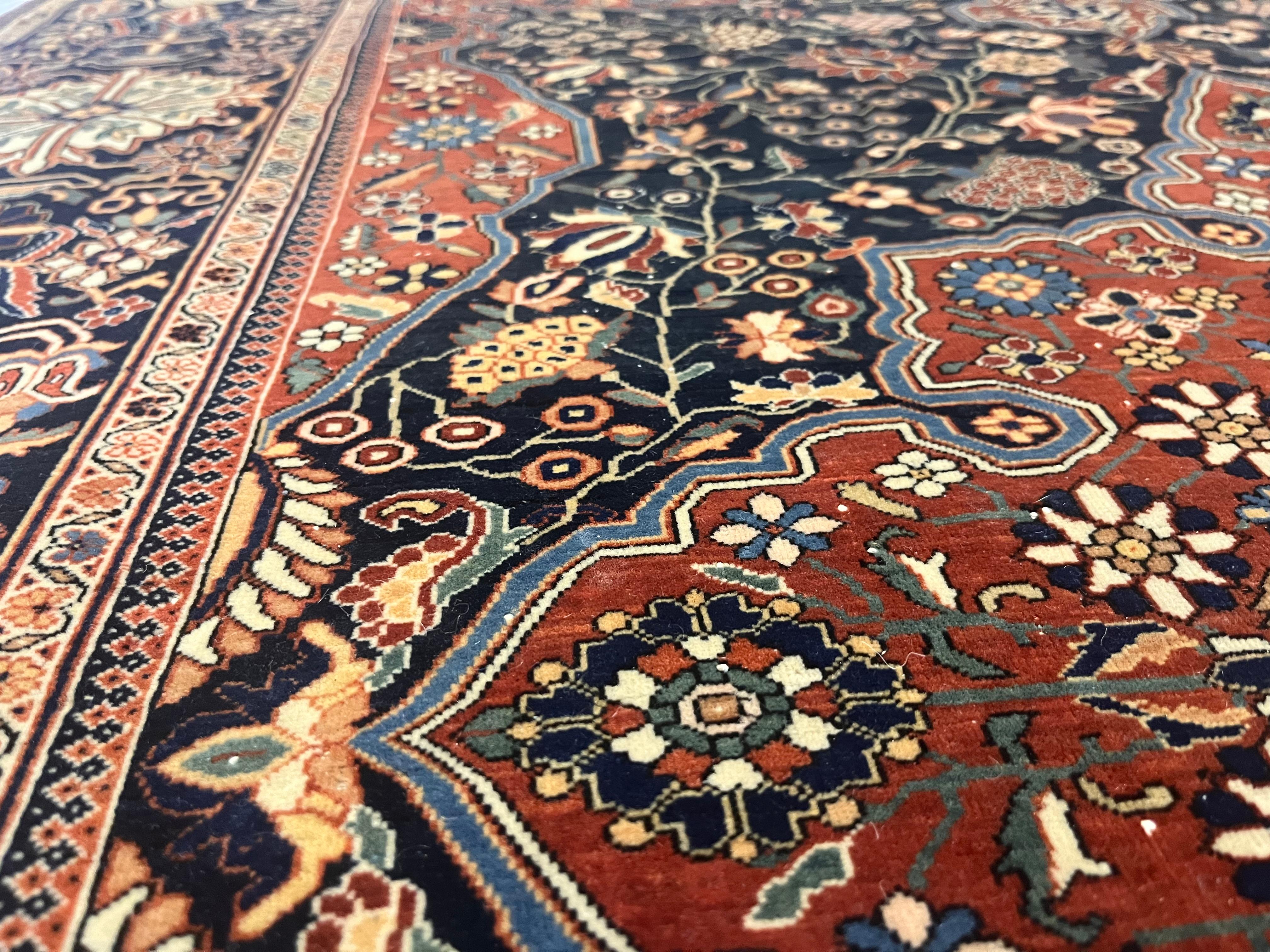 XIXe siècle Tapis ancien persan Mohtasham Kashan 4'6
