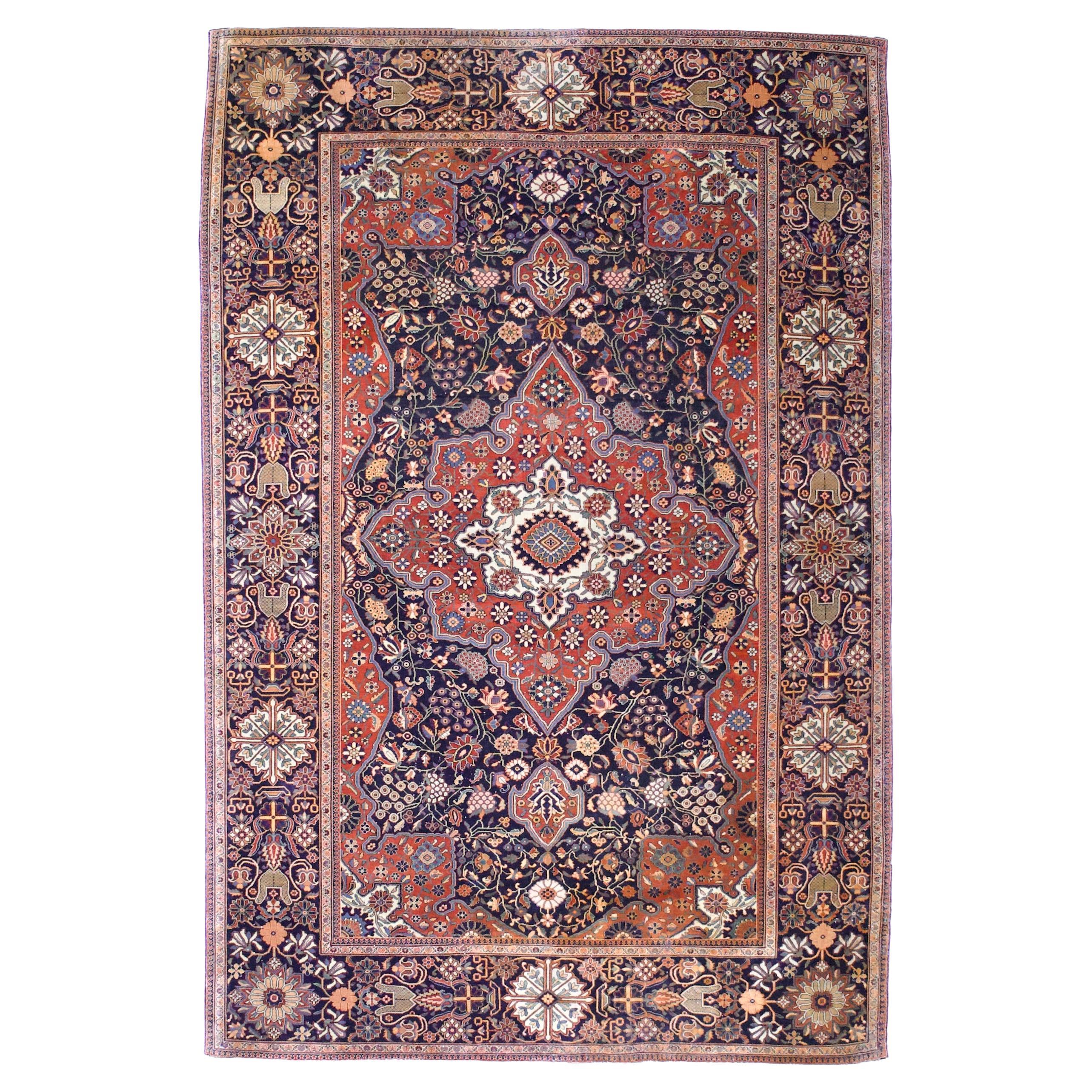 Antique Persian Mohtasham Kashan Rug 4’6" x 6’11"