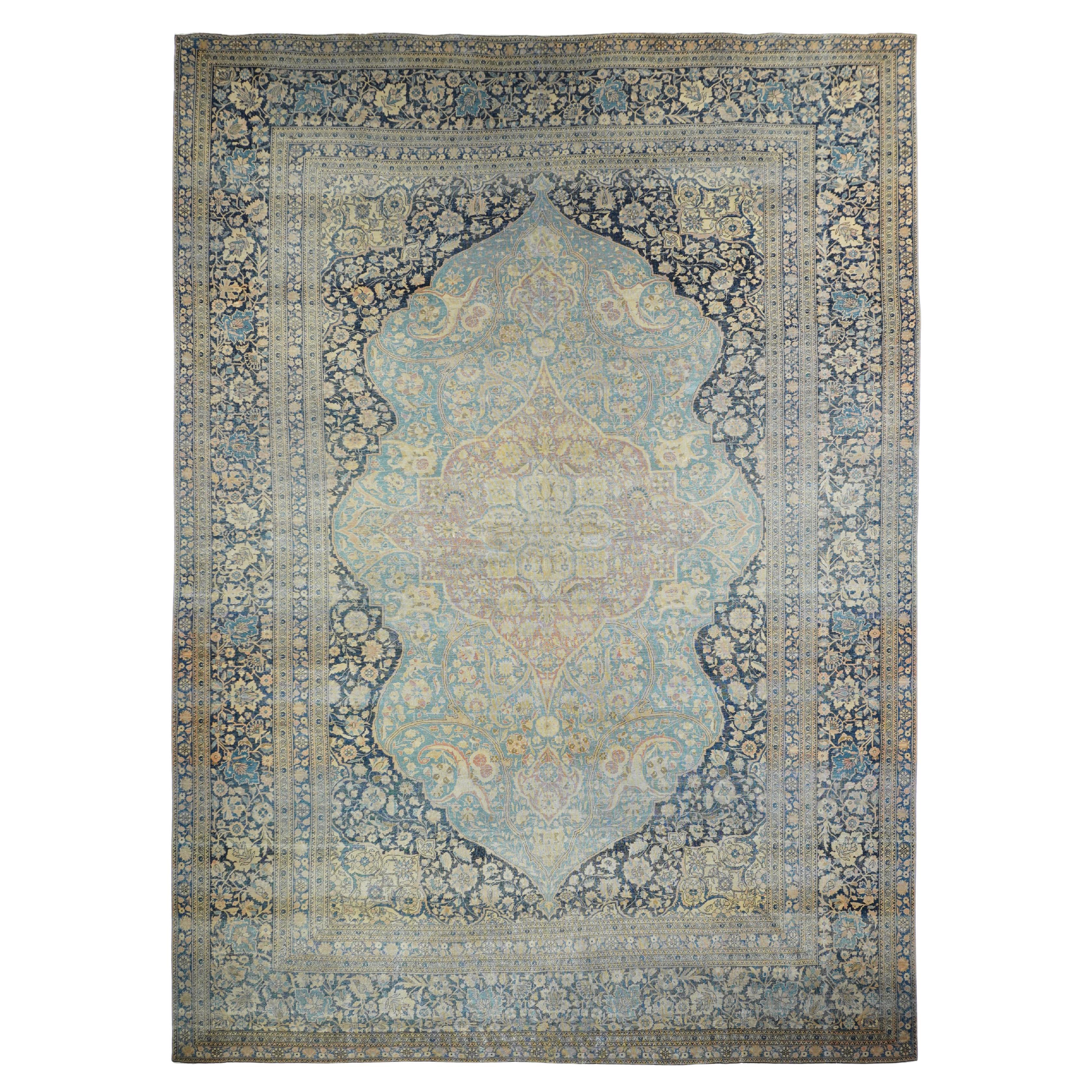 Antique Persian Mohtasham Kashan Rug 7'3" x 10’6”