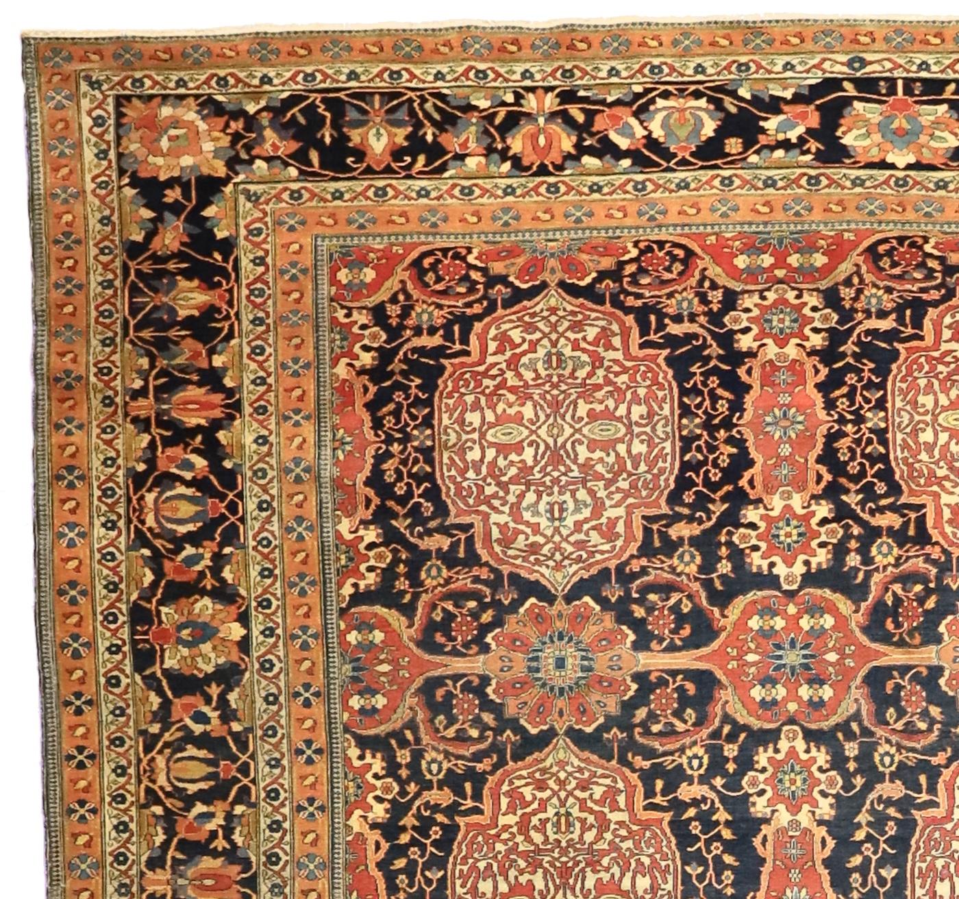 Perse Tapis ancien persan Mohtasham Kashan 7'3