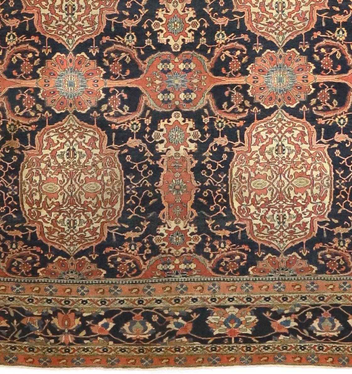 Laine Tapis ancien persan Mohtasham Kashan 7'3