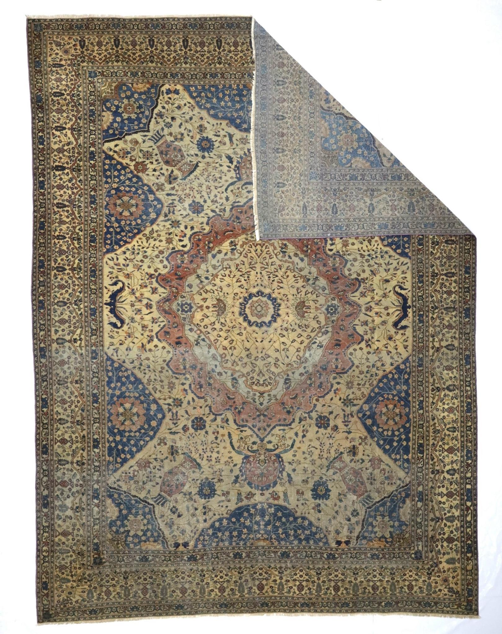 Antiker persischer Mohtasham Kashan Teppich 7'5