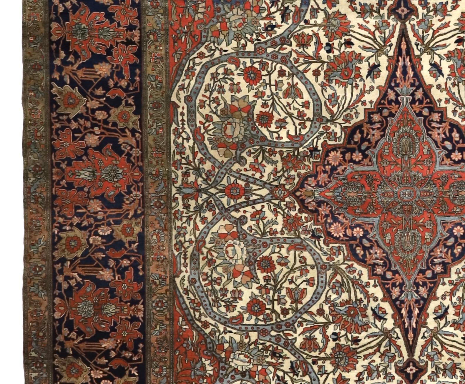 Antique Persian Mohtasham Kashan Rug 7'9
