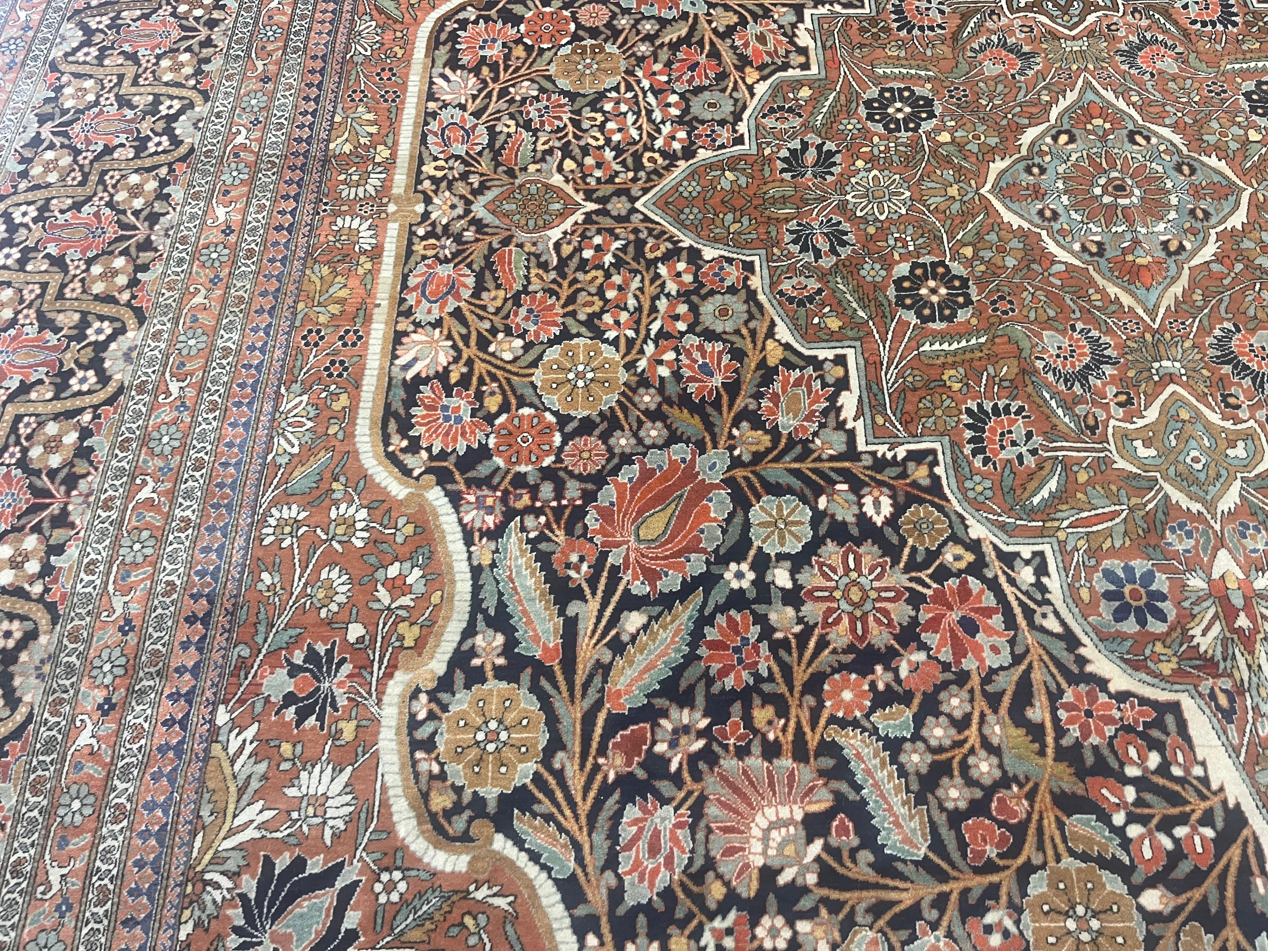 Antike persische Mohtasham Kashan Teppich 9'2