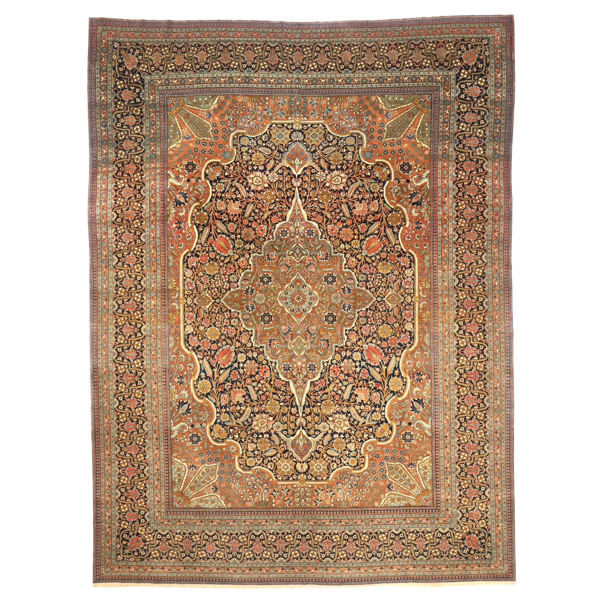 Antico tappeto persiano Mohtasham Kashan 9'2" x 12'4"