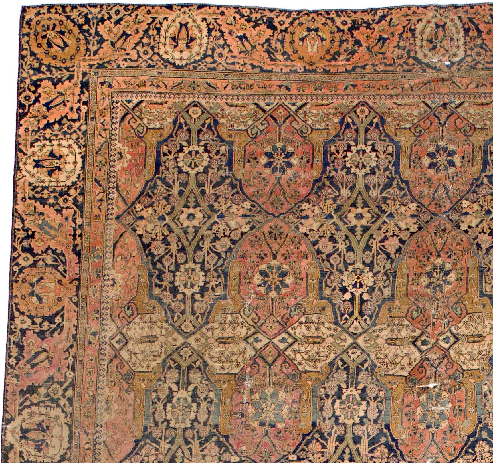 XIXe siècle Tapis ancien persan Mohtasham Kashan 9'2