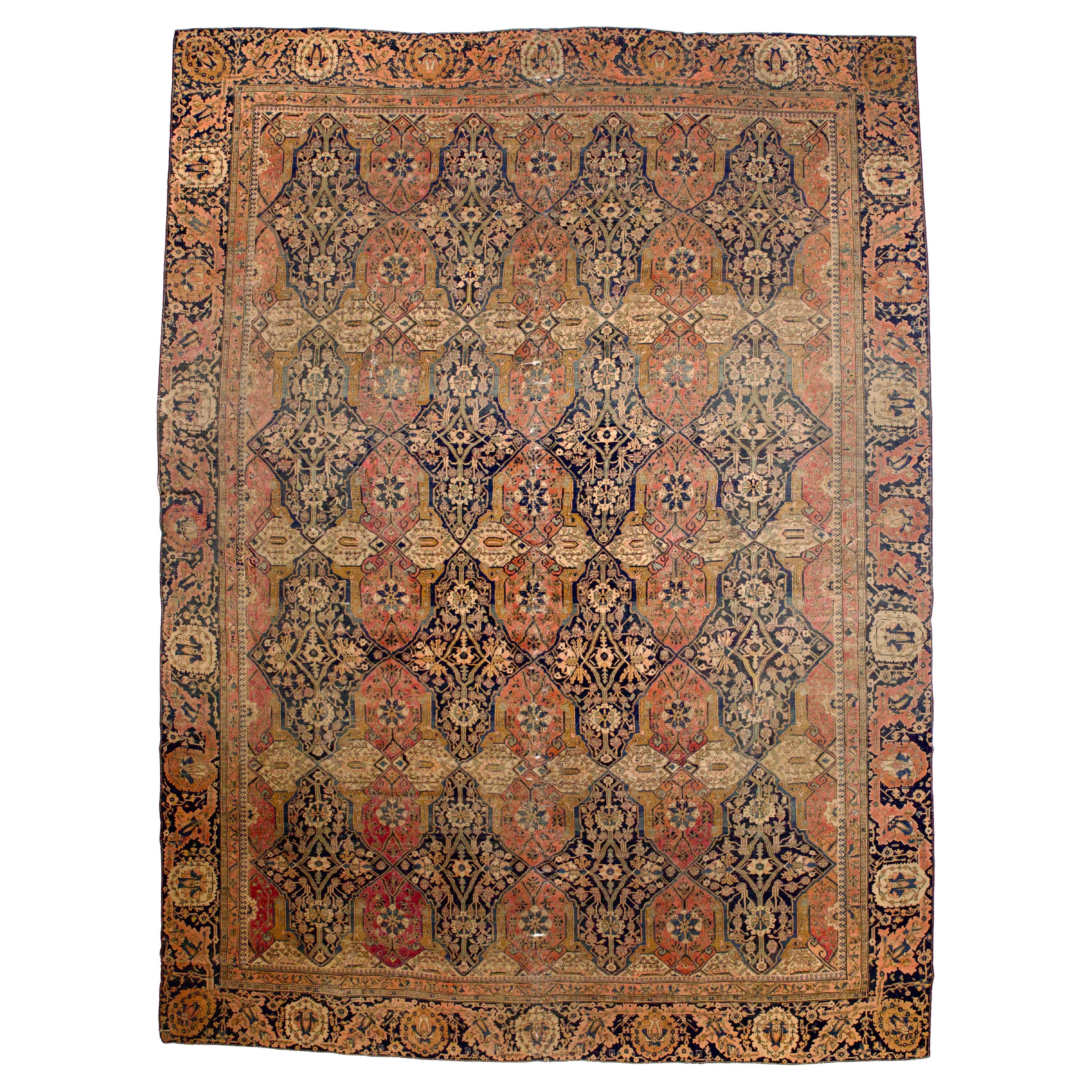 Antico tappeto persiano Mohtasham Kashan 9'2" x 12'5"