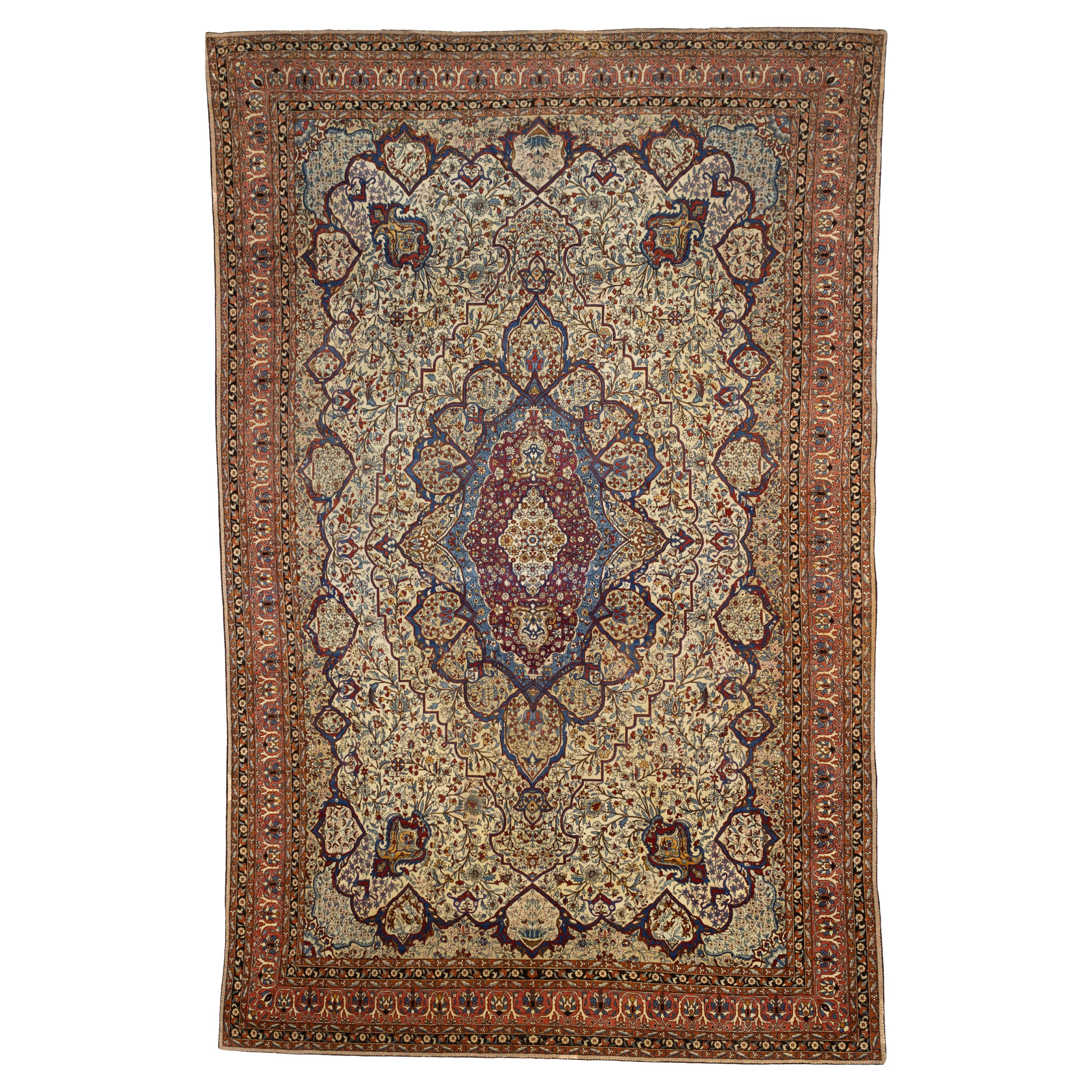 Antiker persischer Mohtasham Kashan Teppich 9'9" x 15'4