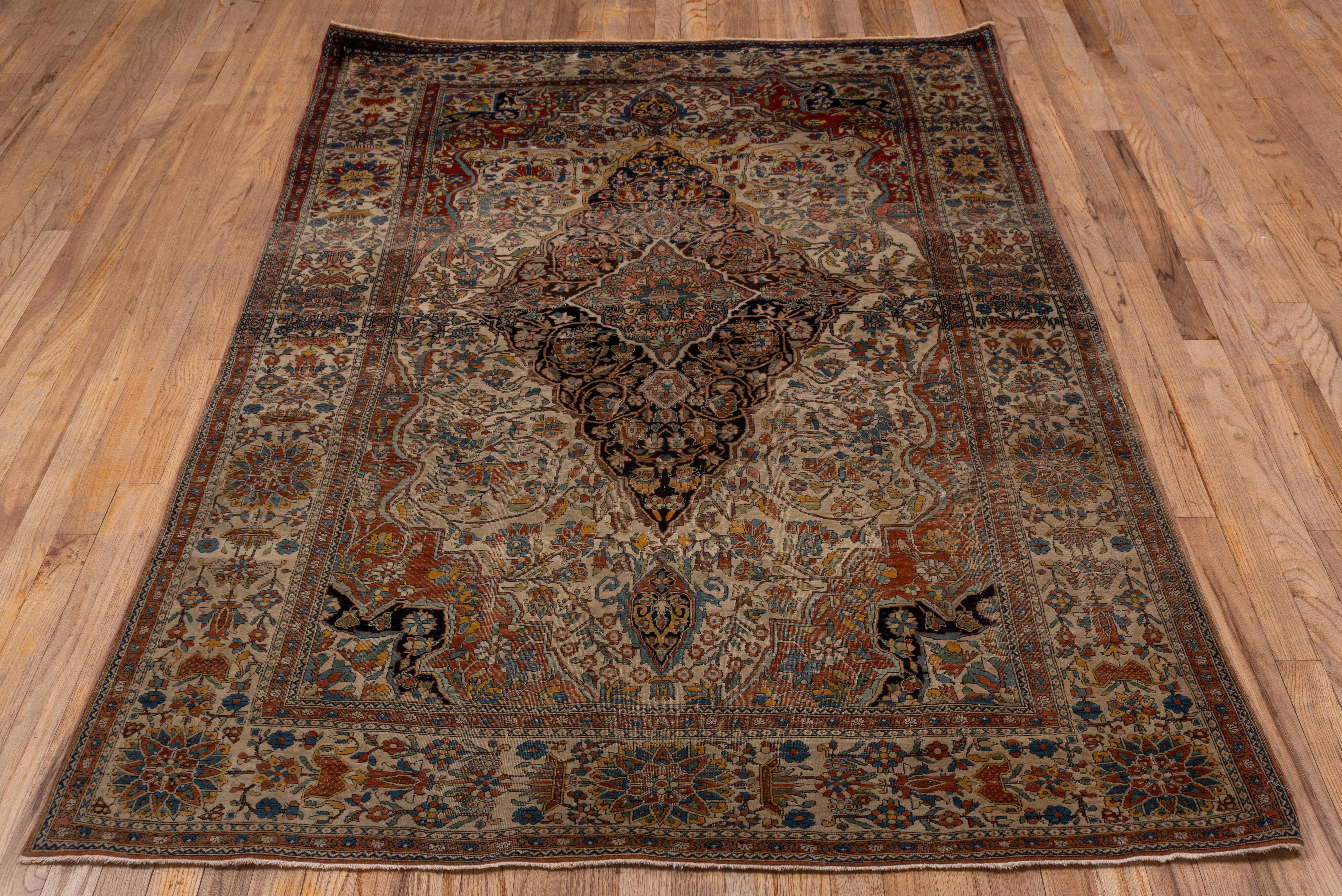 Wool Antique Persian Mohtasham Kashan Rug For Sale