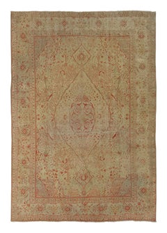 Antiker persischer Mohtasham-Teppich, großes Medaillon in zartem Rosa & Elfenbein - Rug & Kilim