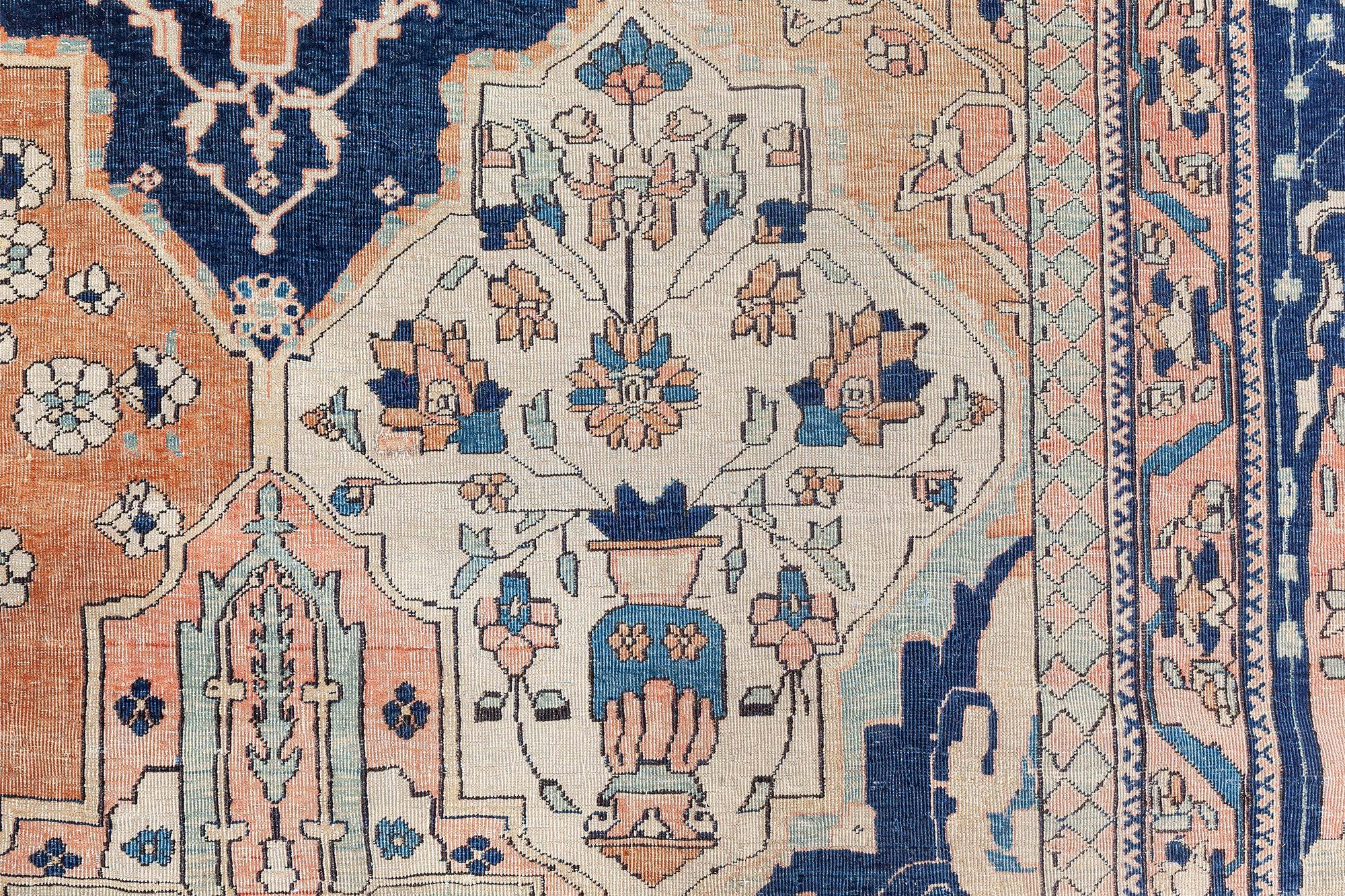 Antique Persian Mohtashem Kashan Handmade Wool Rug by Doris Leslie Blau
Size: 8'5