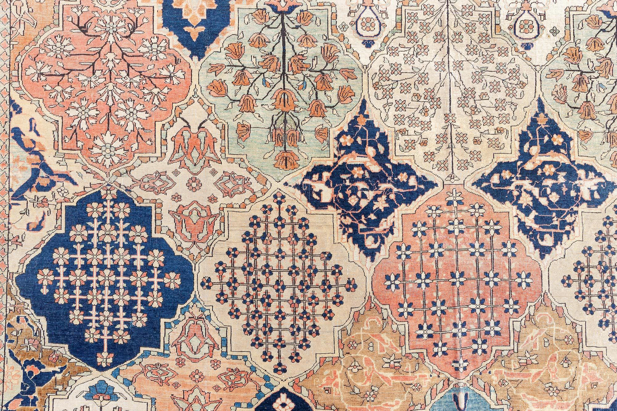 19th Century Antique Persian Mohtashem Kashan Handmade Wool Rug Doris Leslie Blau For Sale