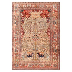 Antique Persian Mohtashem Kashan Rug